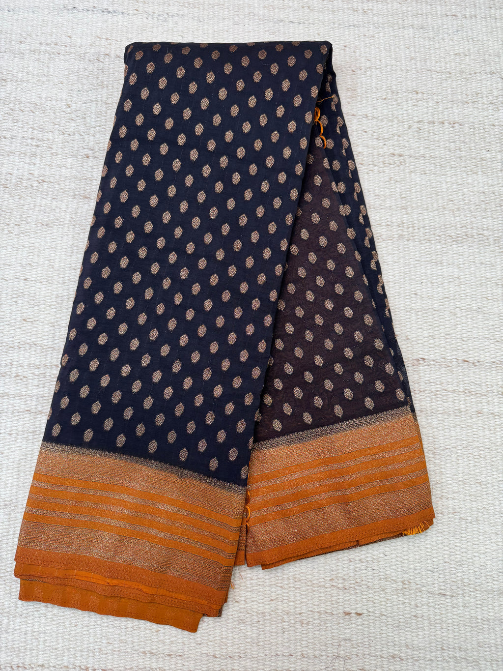 Black Brocade Georgette Saree