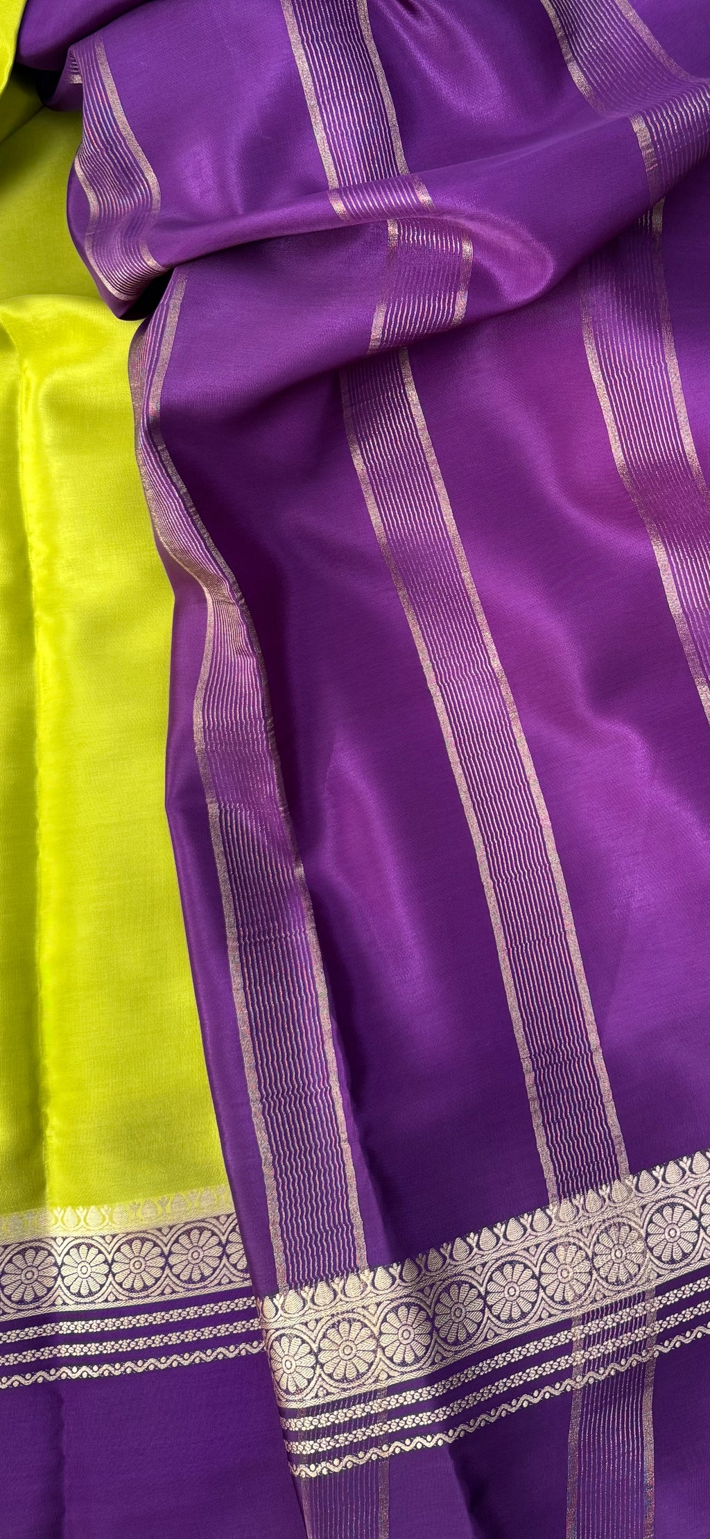 Visaya crape lime green and purple