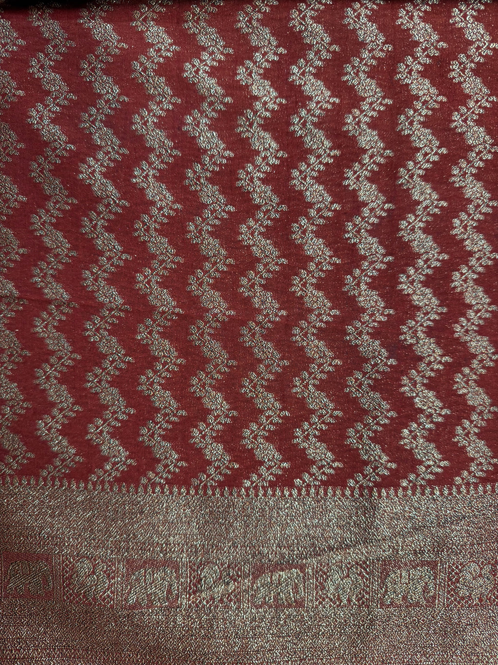 Snuff & Rust Brocade Georgette Saree