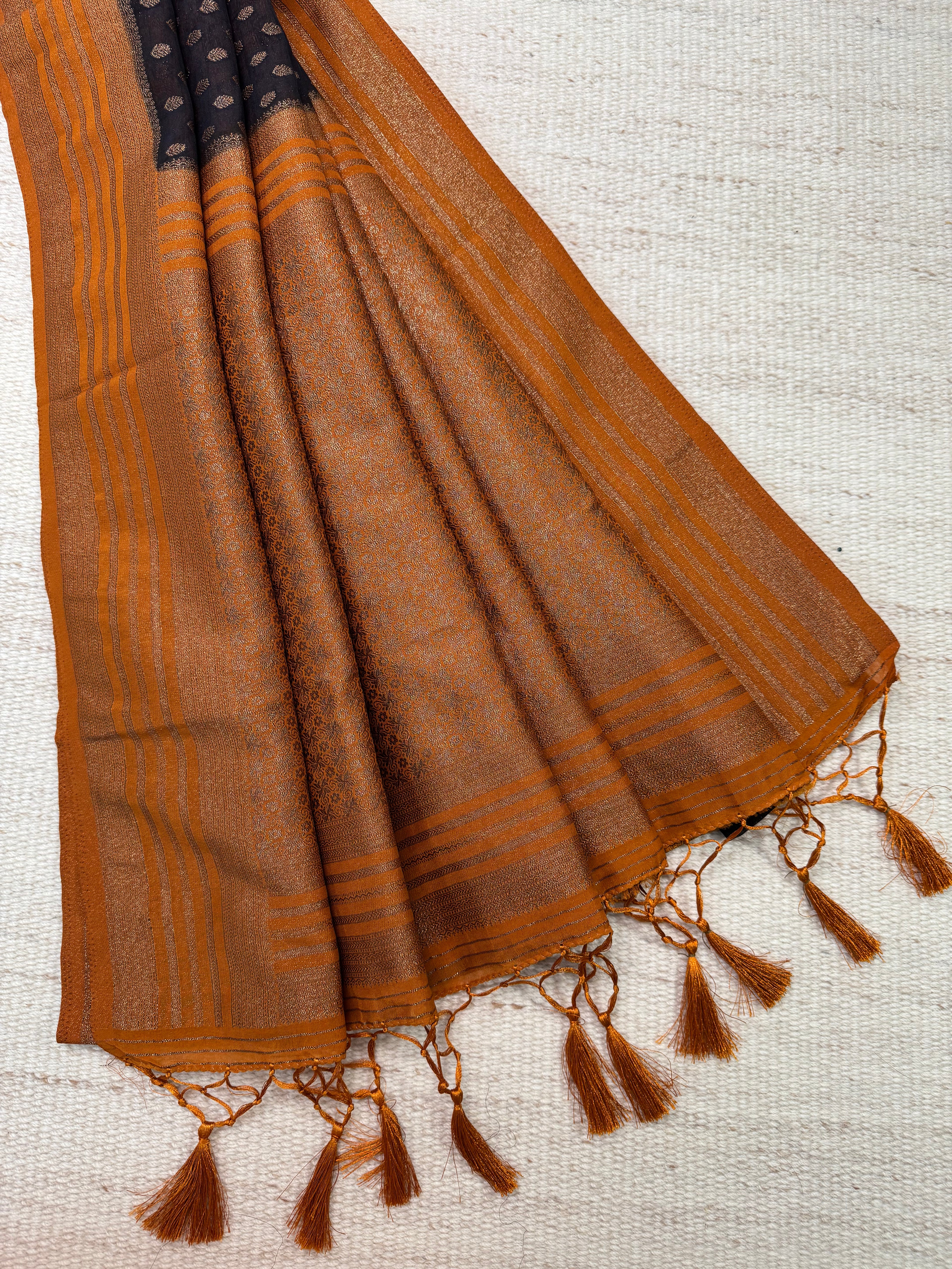 Black Brocade Georgette Saree