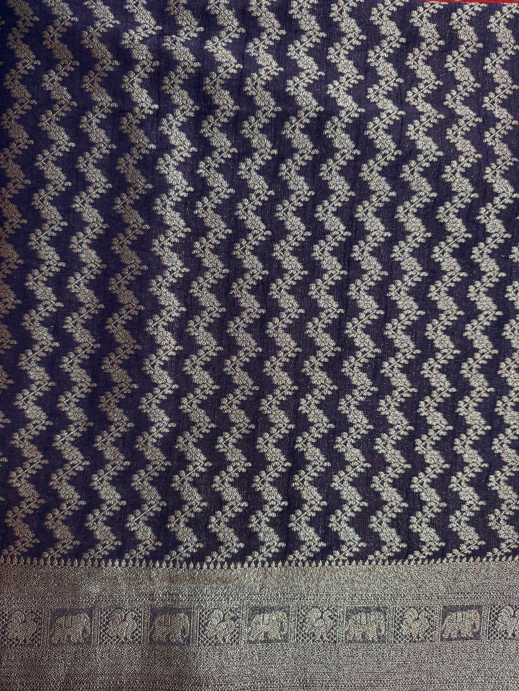 Rust & Snuff Brocade Georgette Saree