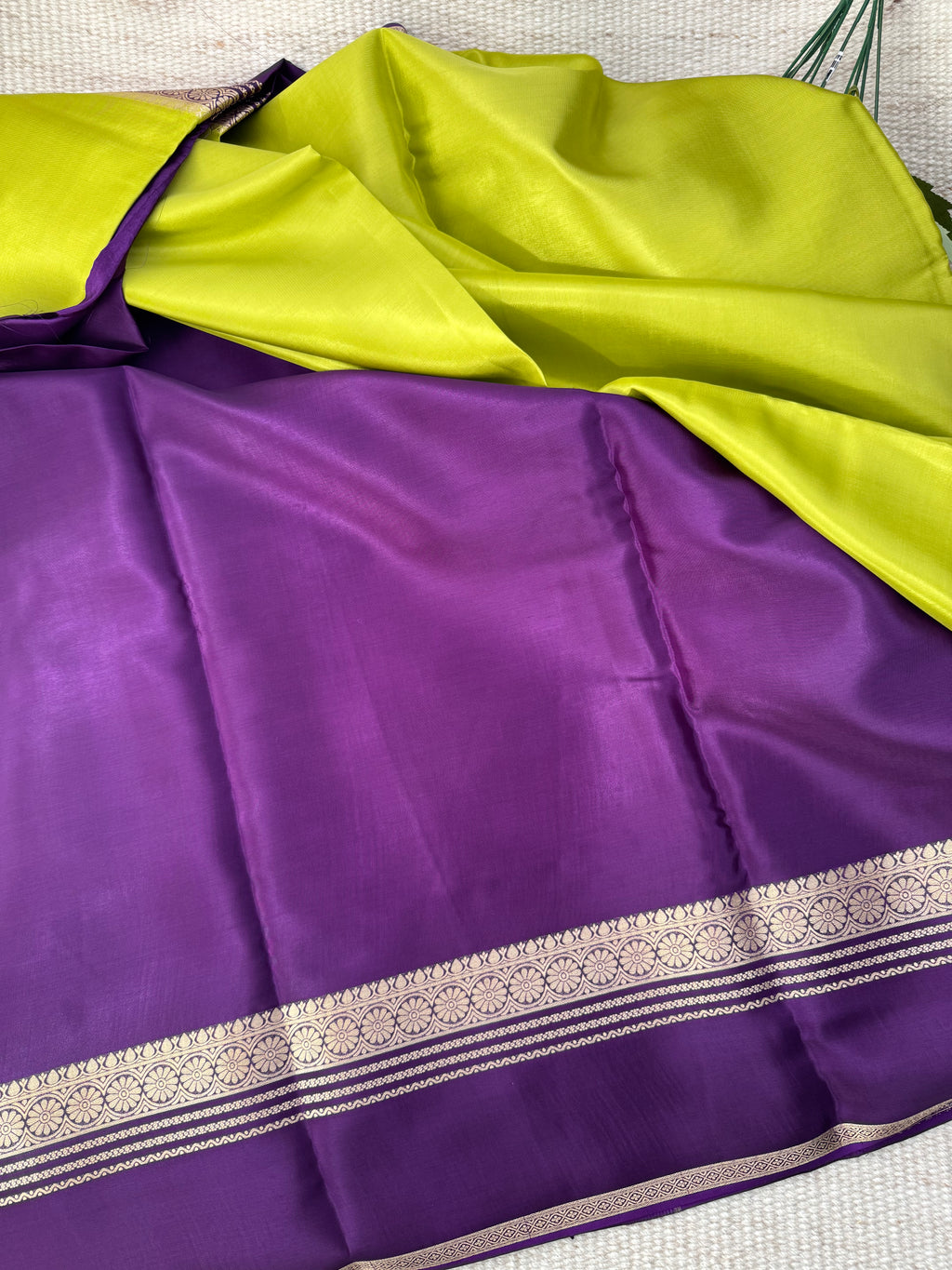 Visaya crape lime green and purple