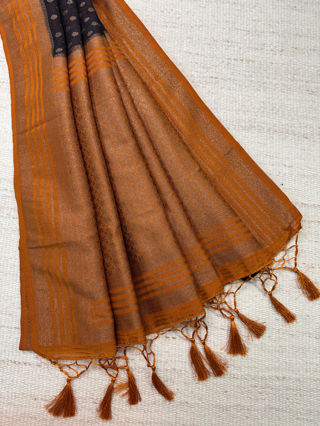 Black Brocade Georgette Saree