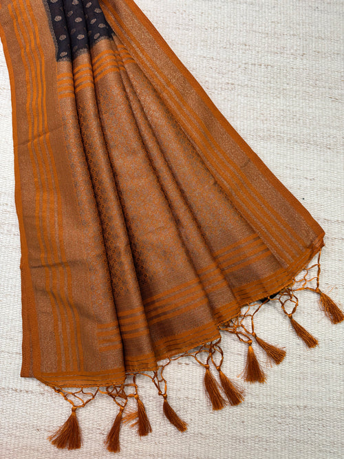 Black Brocade Georgette Saree