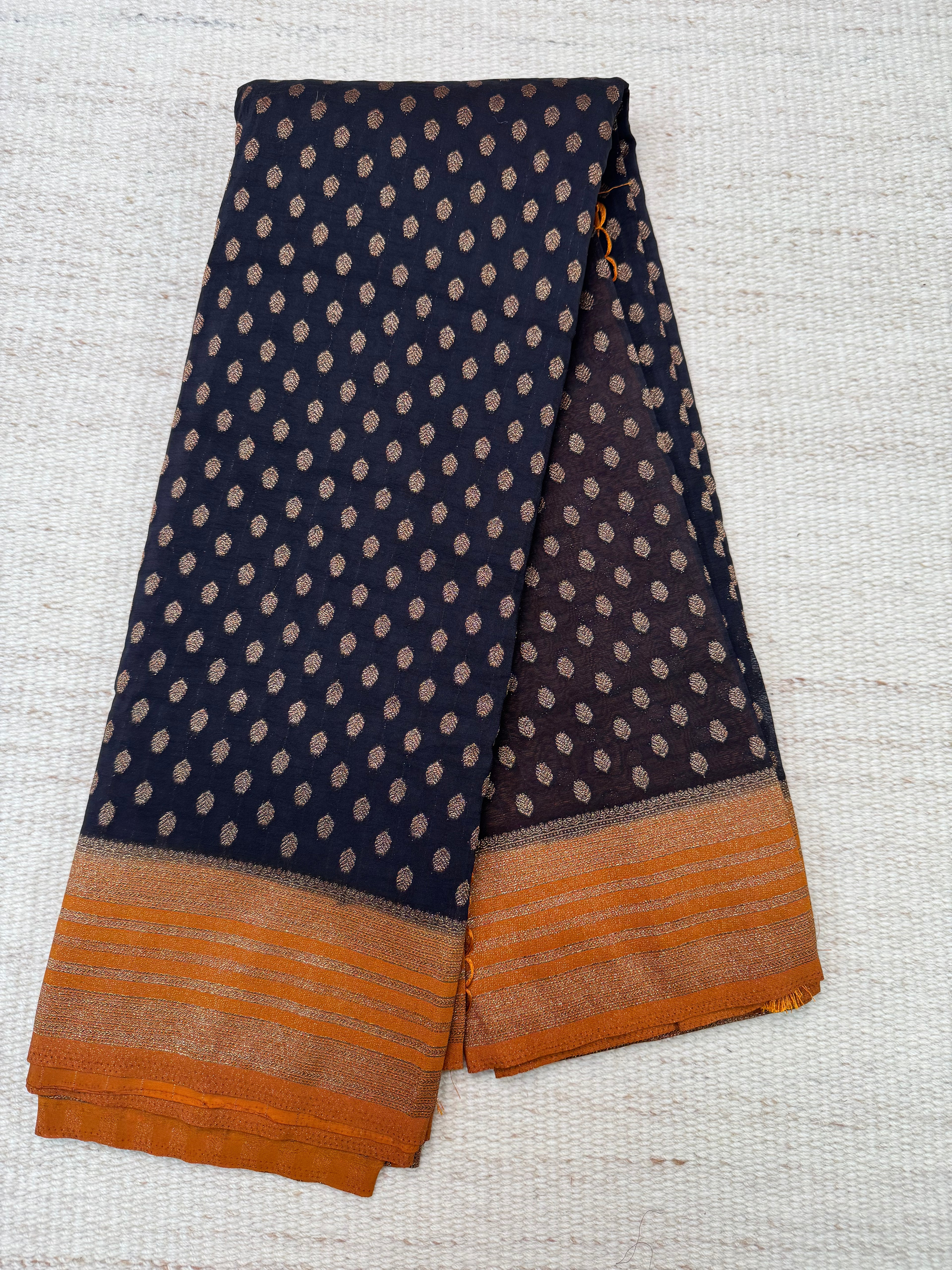 Black Brocade Georgette Saree