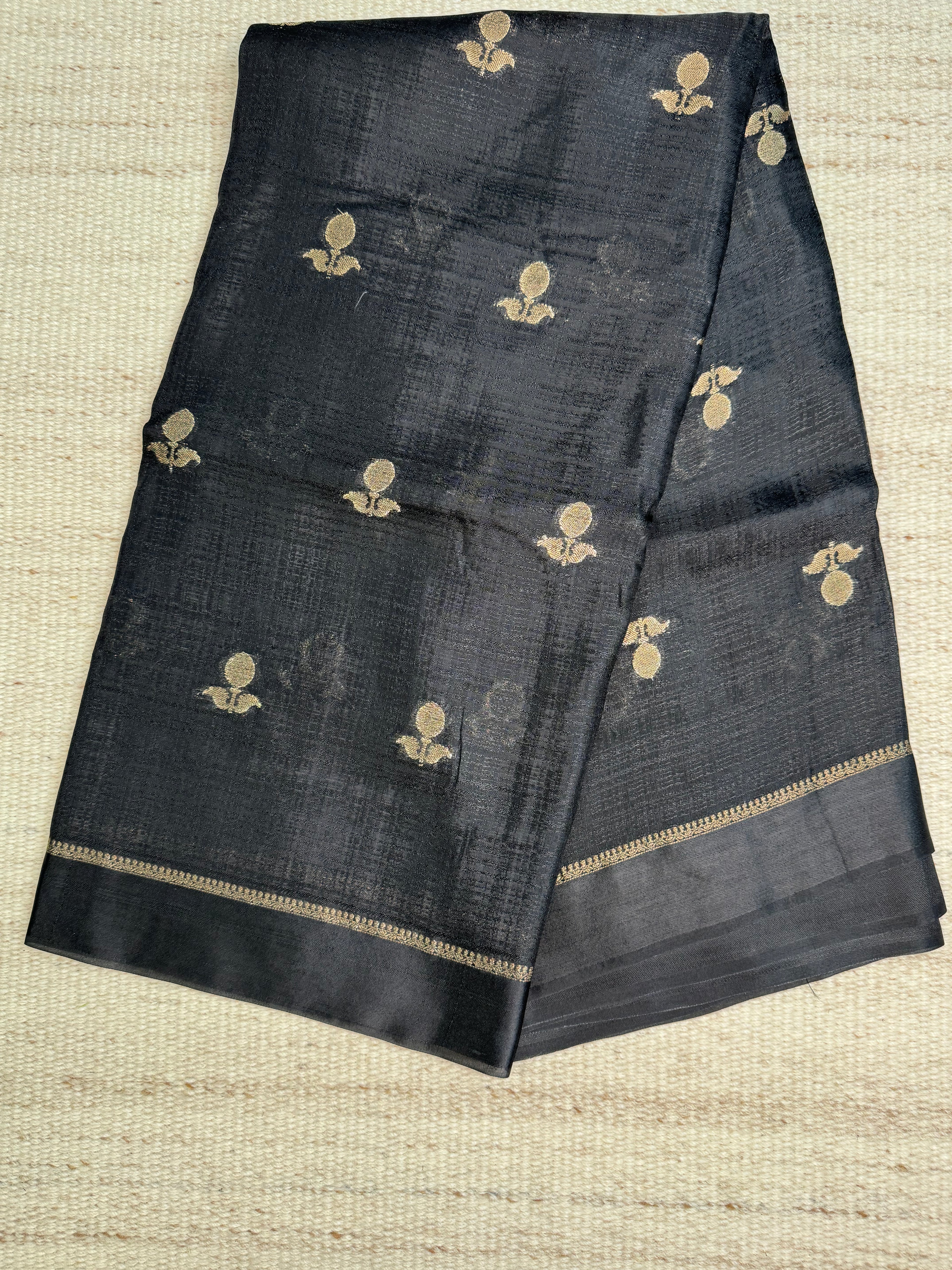 Black Viscose Linen Saree