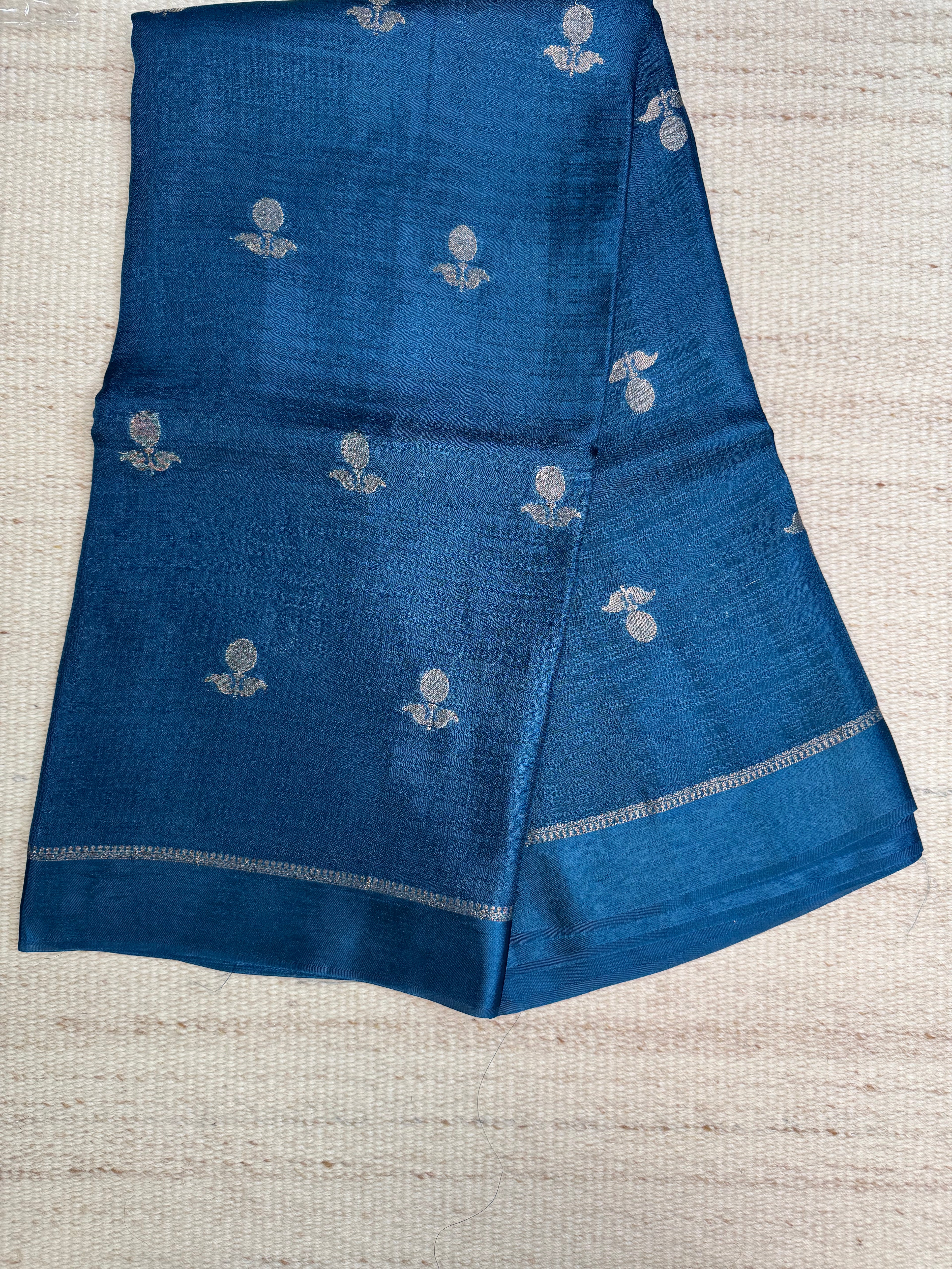 Blue Viscose Linen Saree