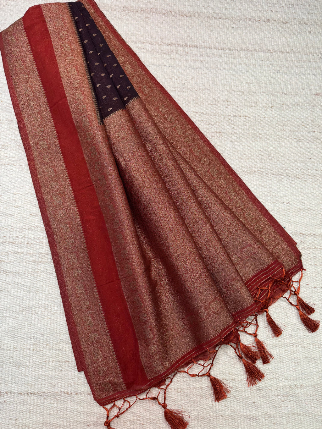 Snuff & Rust Brocade Georgette Saree