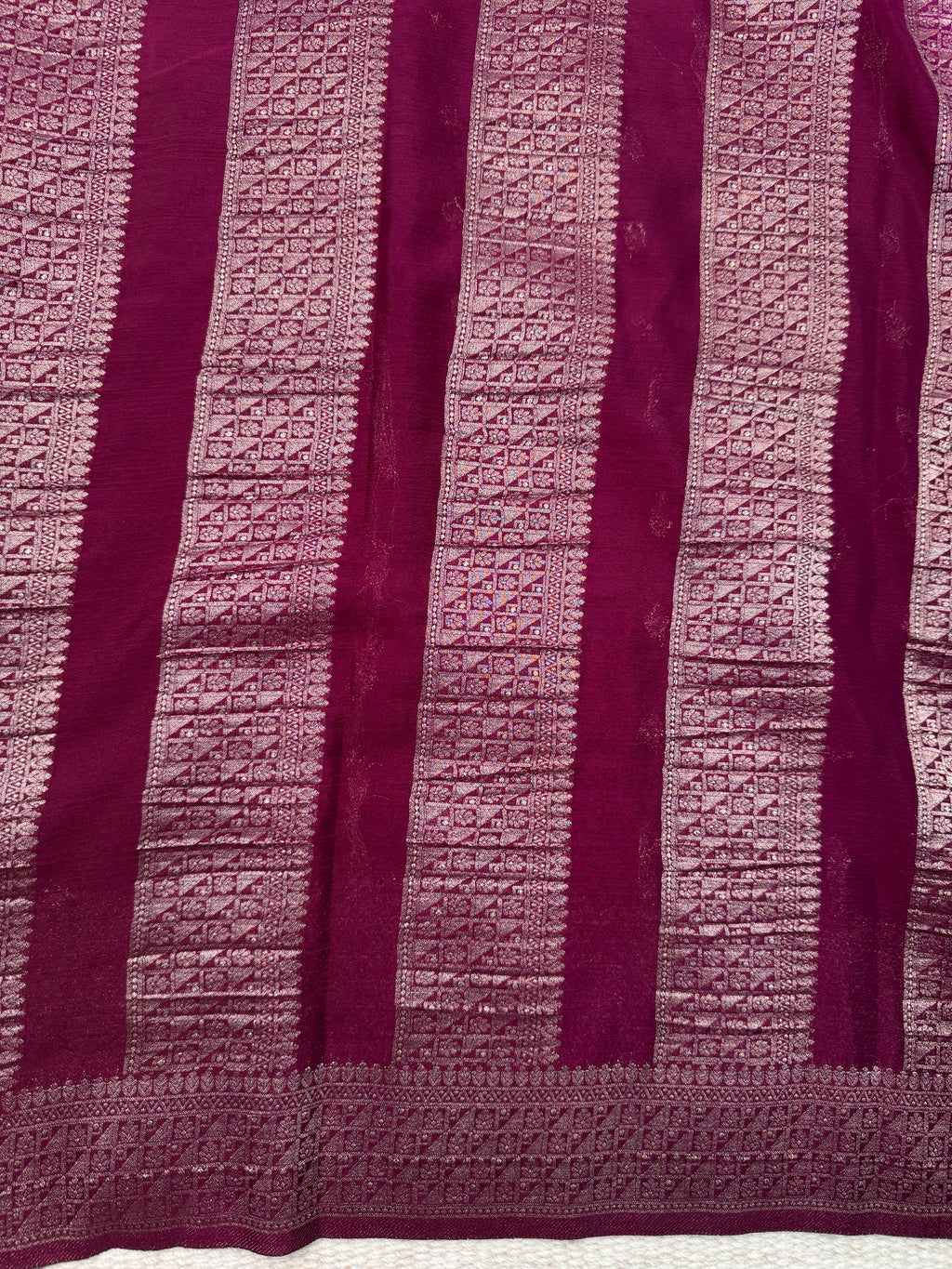 Wine Red Khaddi Chiffon Box Meena Saree