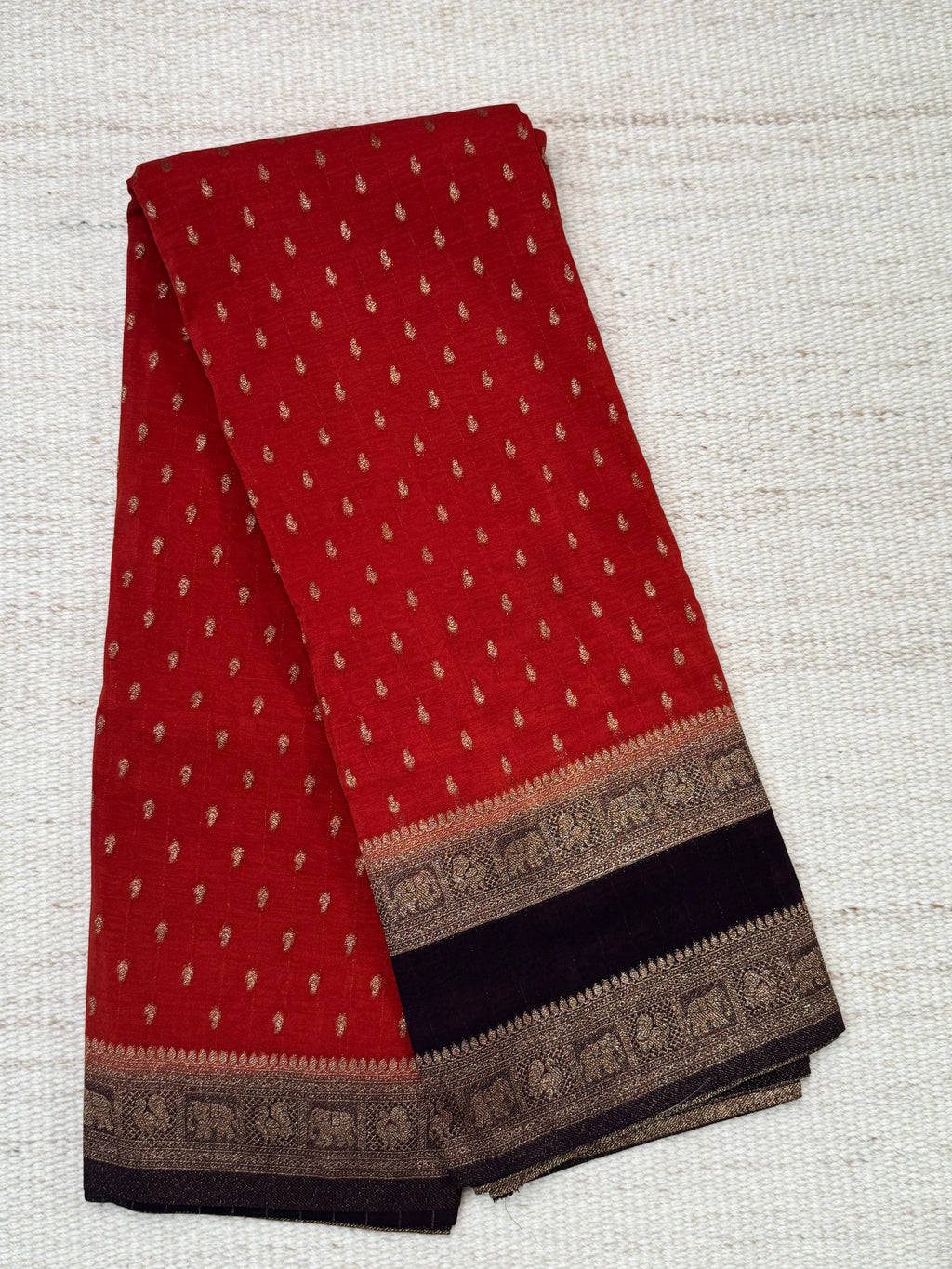 Rust & Snuff Brocade Georgette Saree