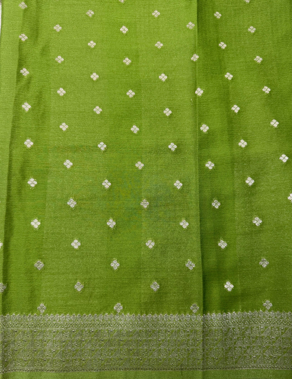 Green Khaddi Chiffon Box Meena Saree