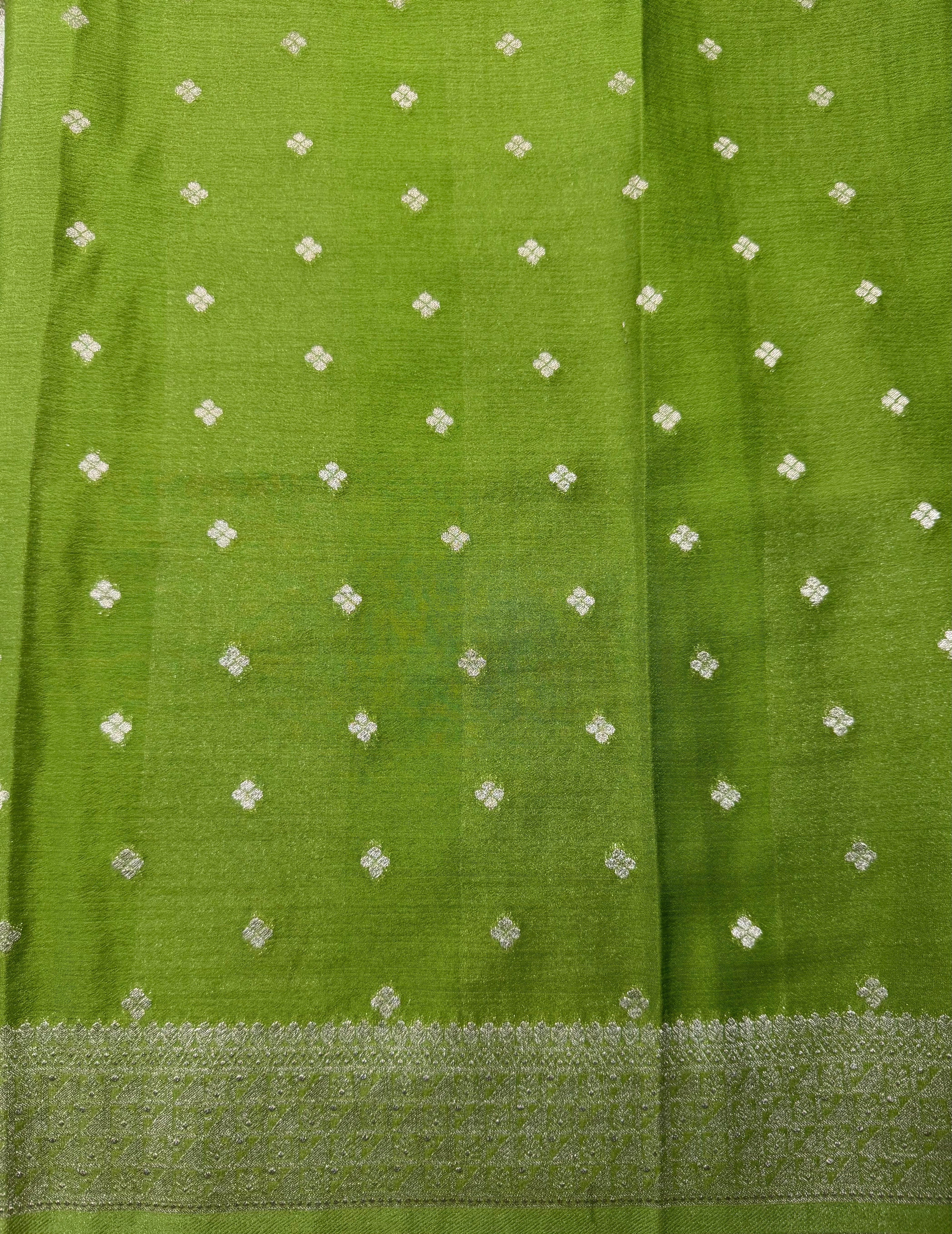 Green Khaddi Chiffon Box Meena Saree