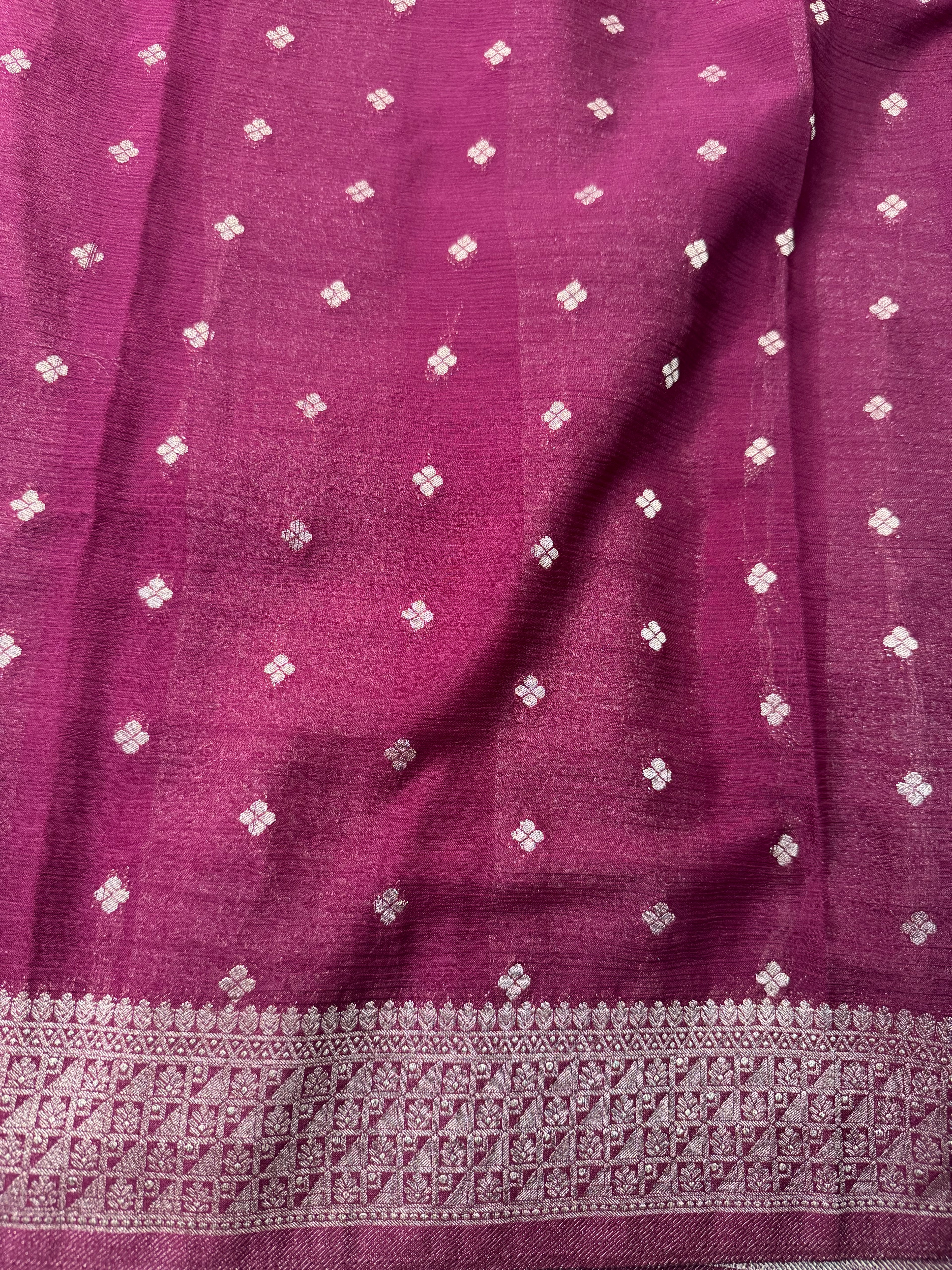 Wine Red Khaddi Chiffon Box Meena Saree