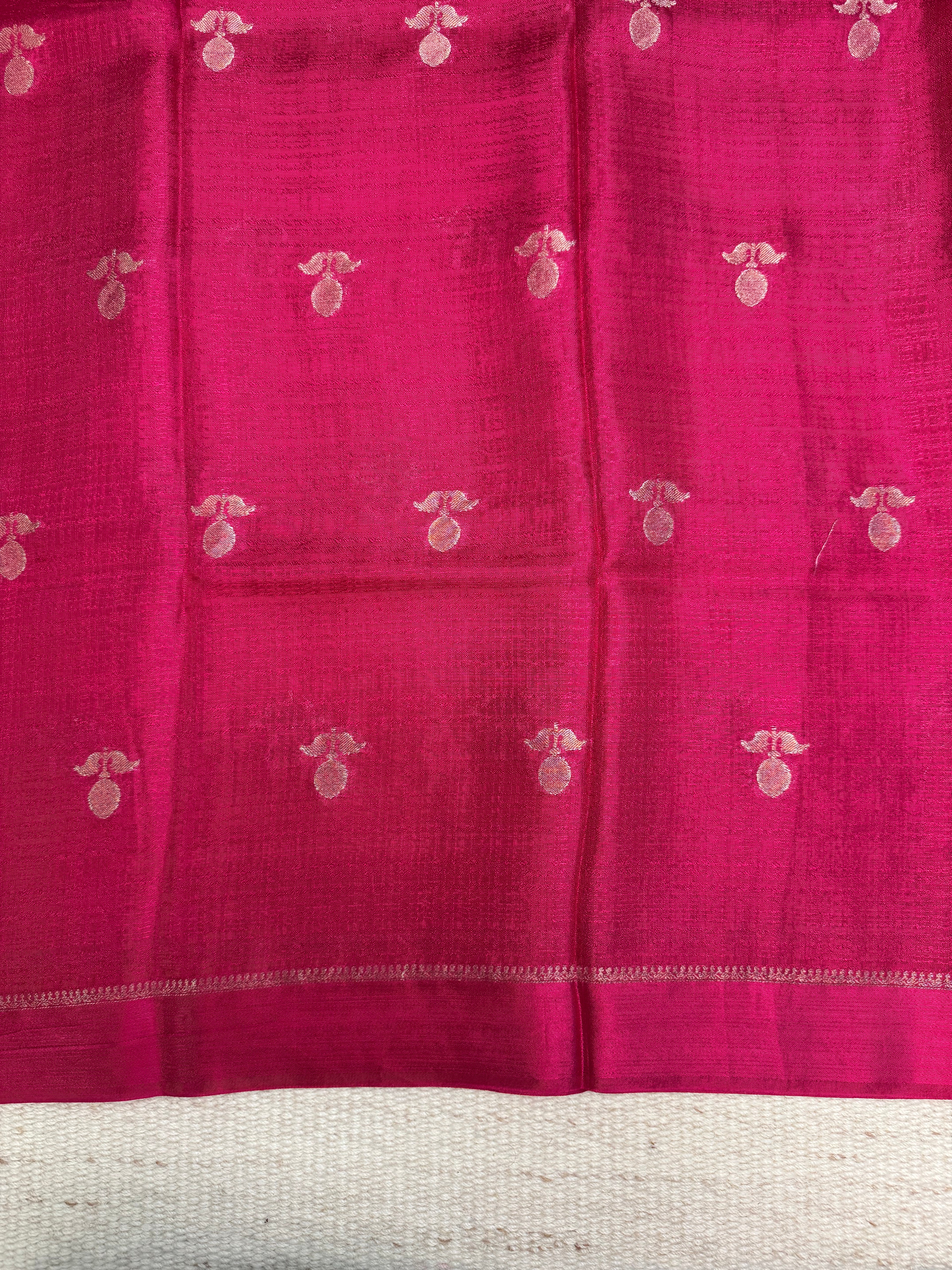 Pink Viscose Linen Saree