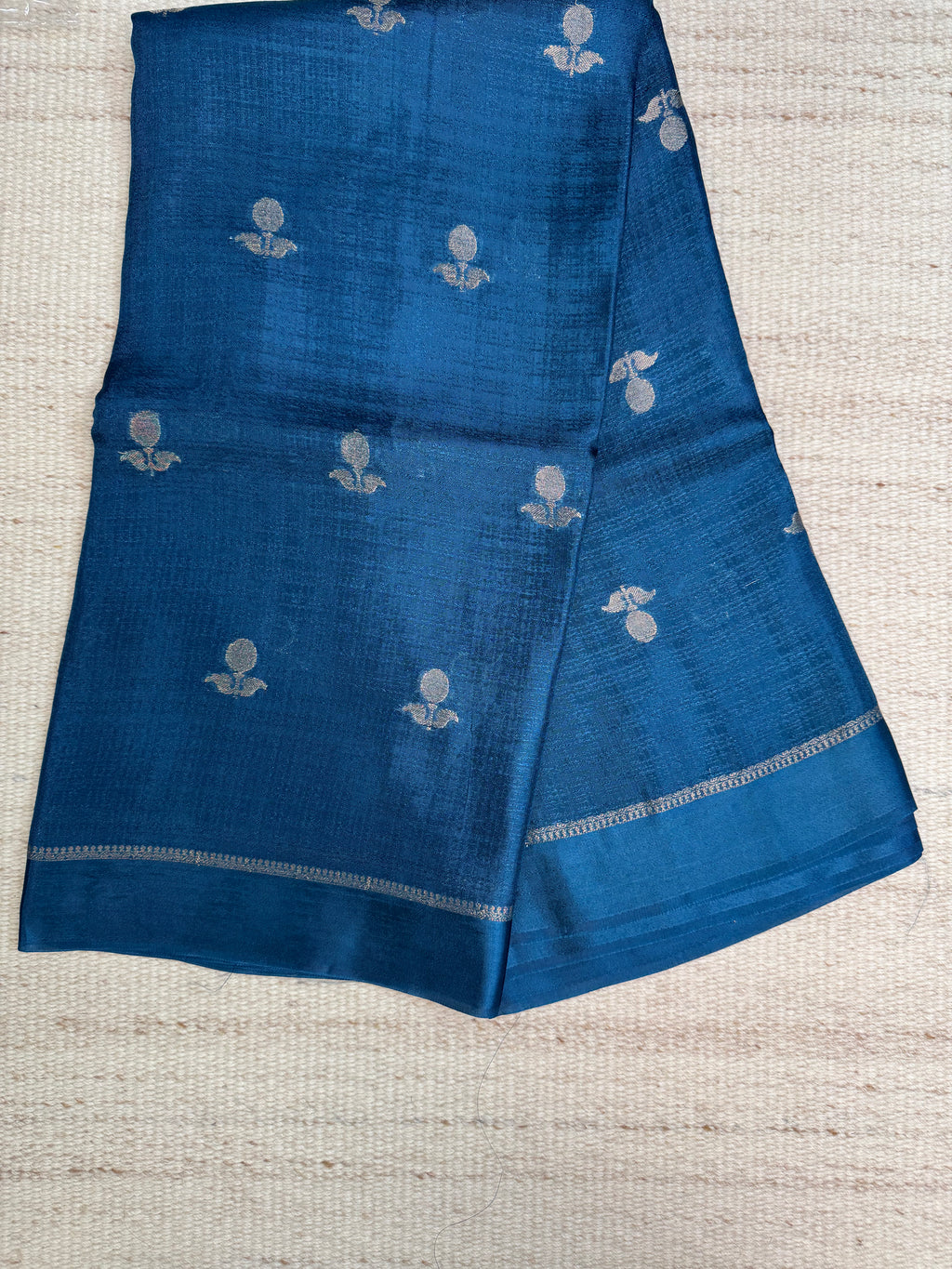 Blue Viscose Linen Saree