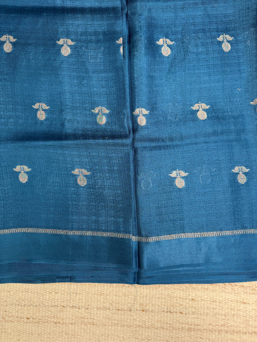 Blue Viscose Linen Saree