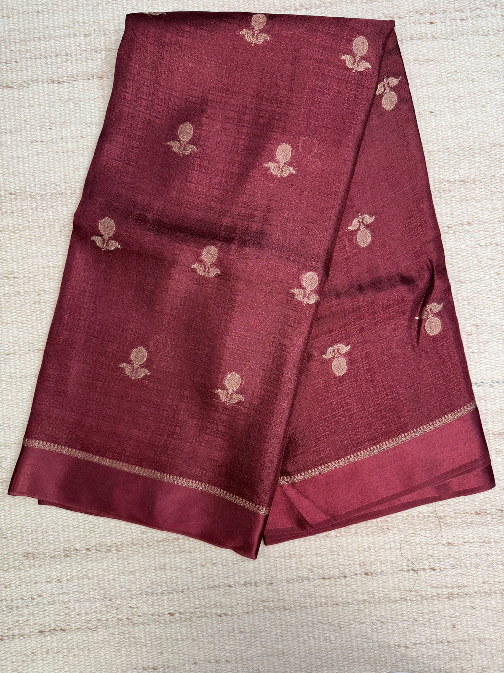 Brown Viscose Linen Saree