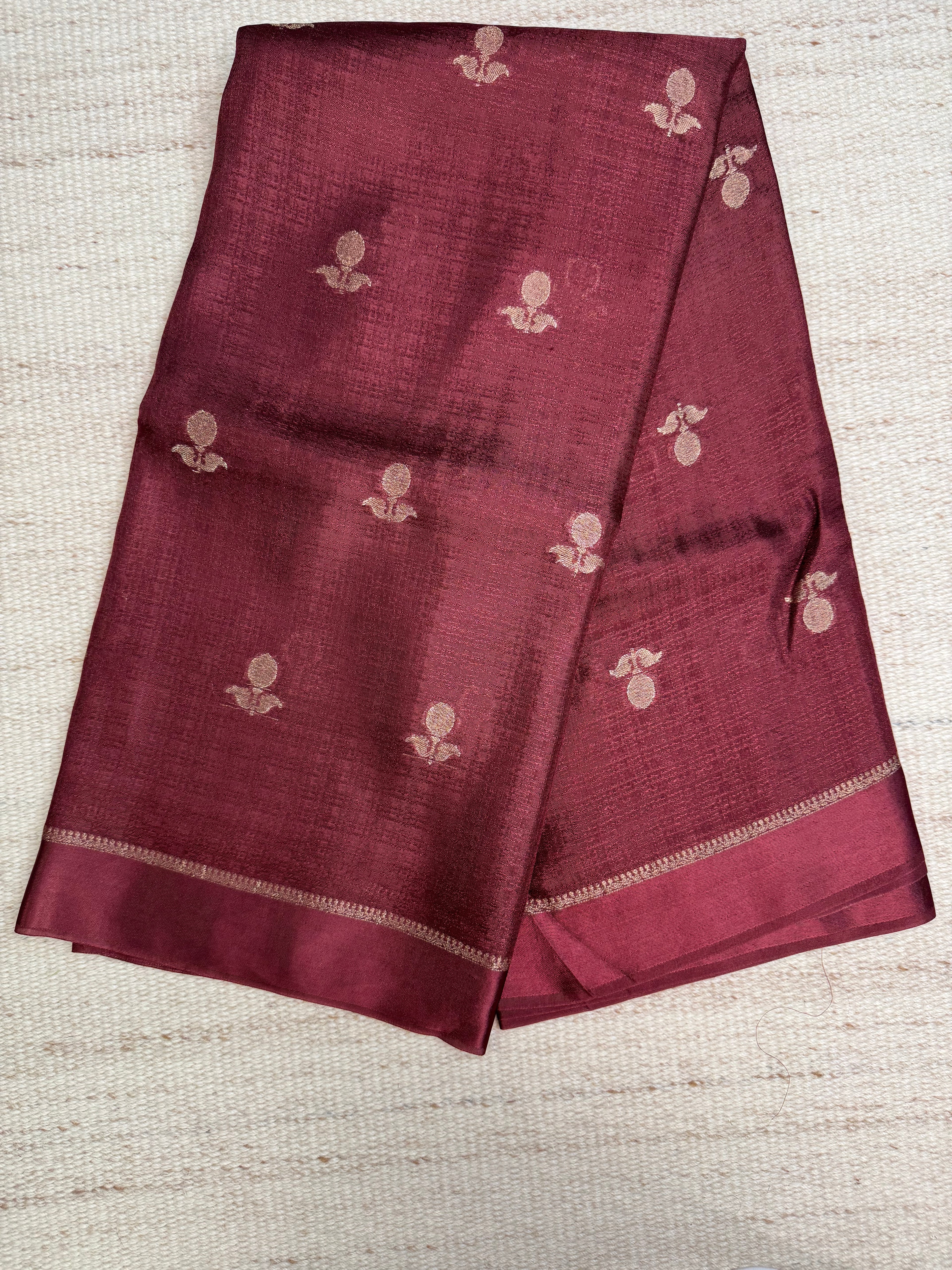 Brown Viscose Linen Saree