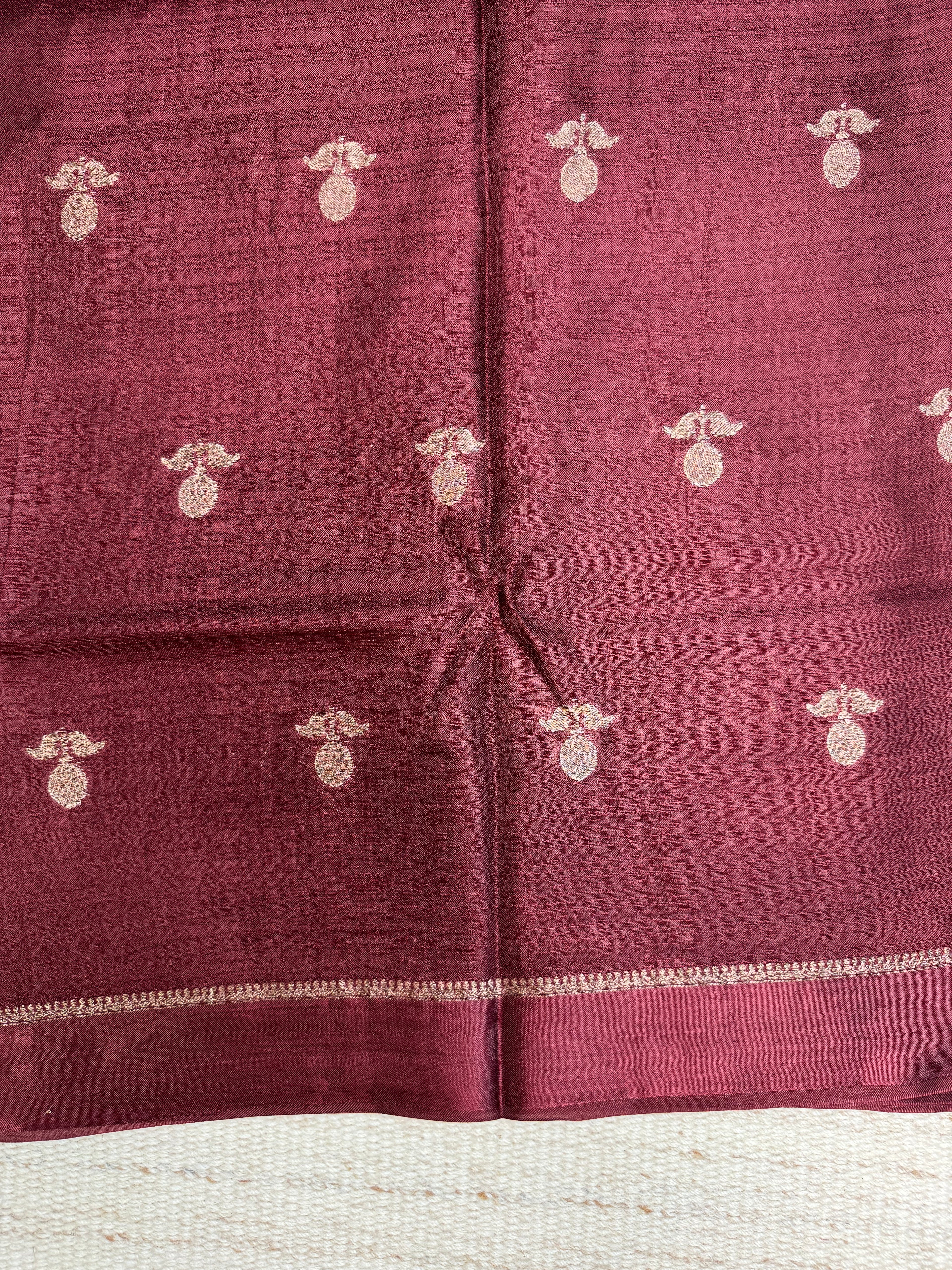 Brown Viscose Linen Saree