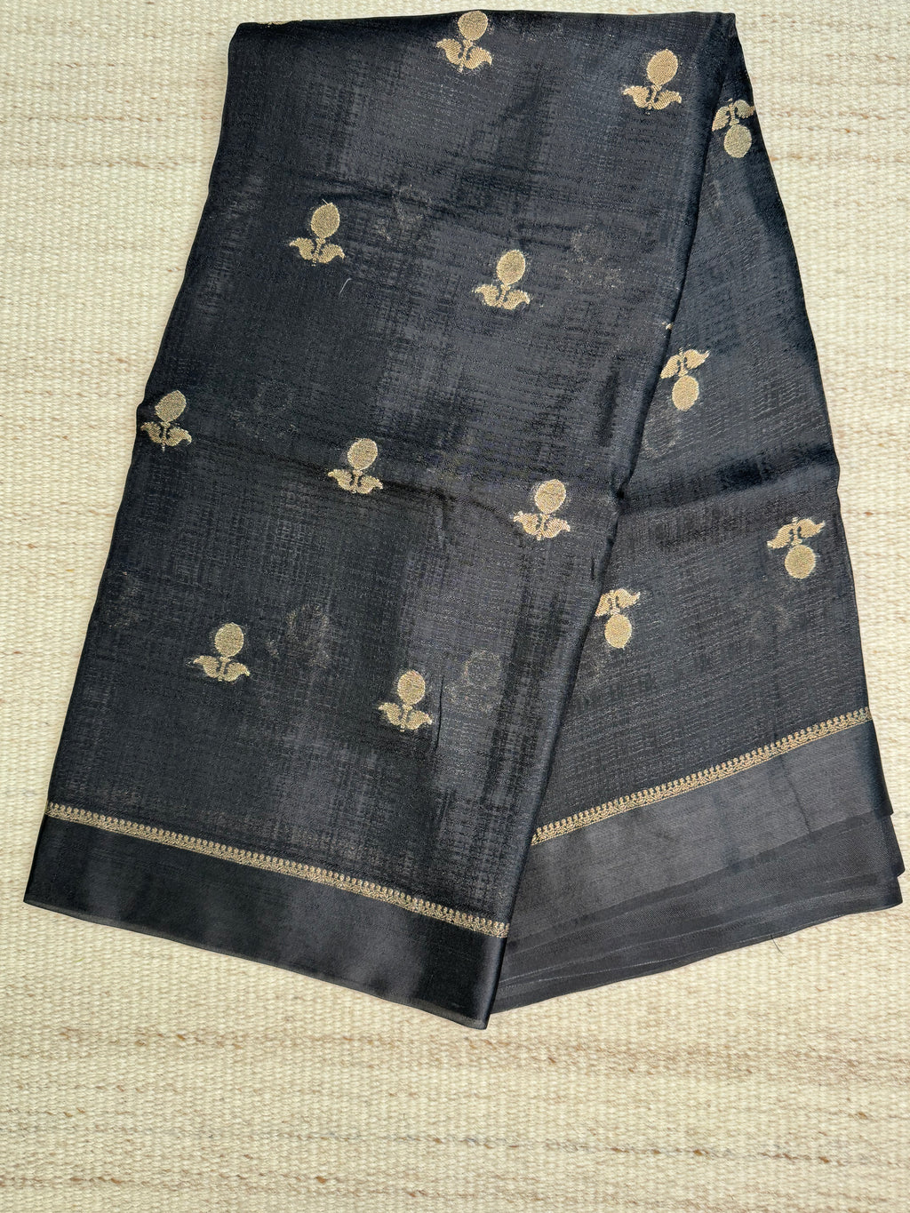 Black Viscose Linen Saree