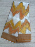 White & Orange Wrinkle Chiffon Leheriya Saree