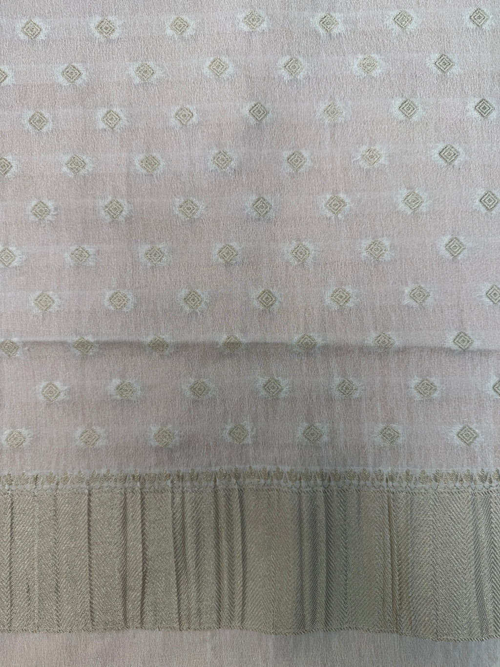 White & Orange Wrinkle Chiffon Leheriya Saree