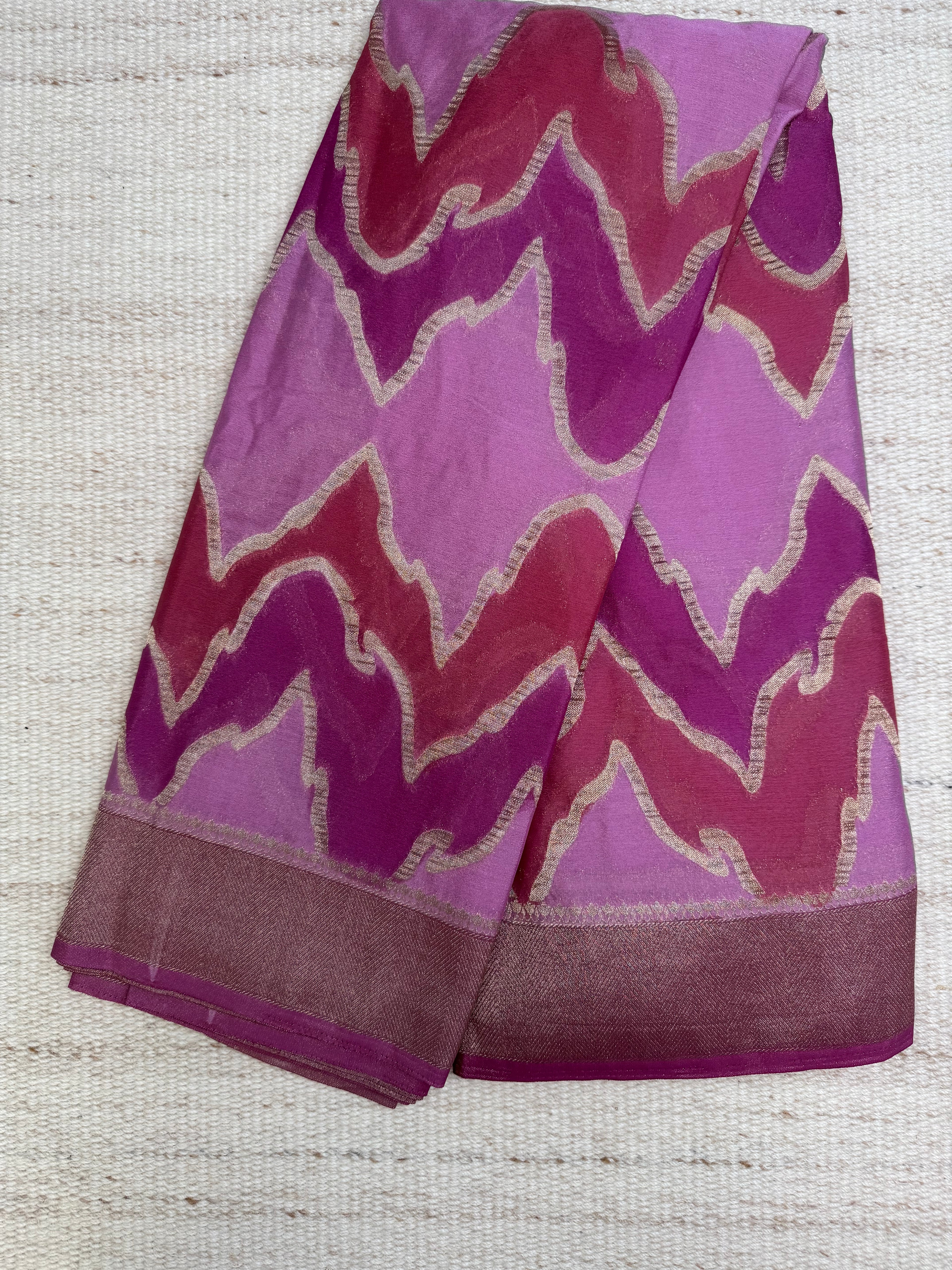 Pink Wrinkle Chiffon Leheriya Saree