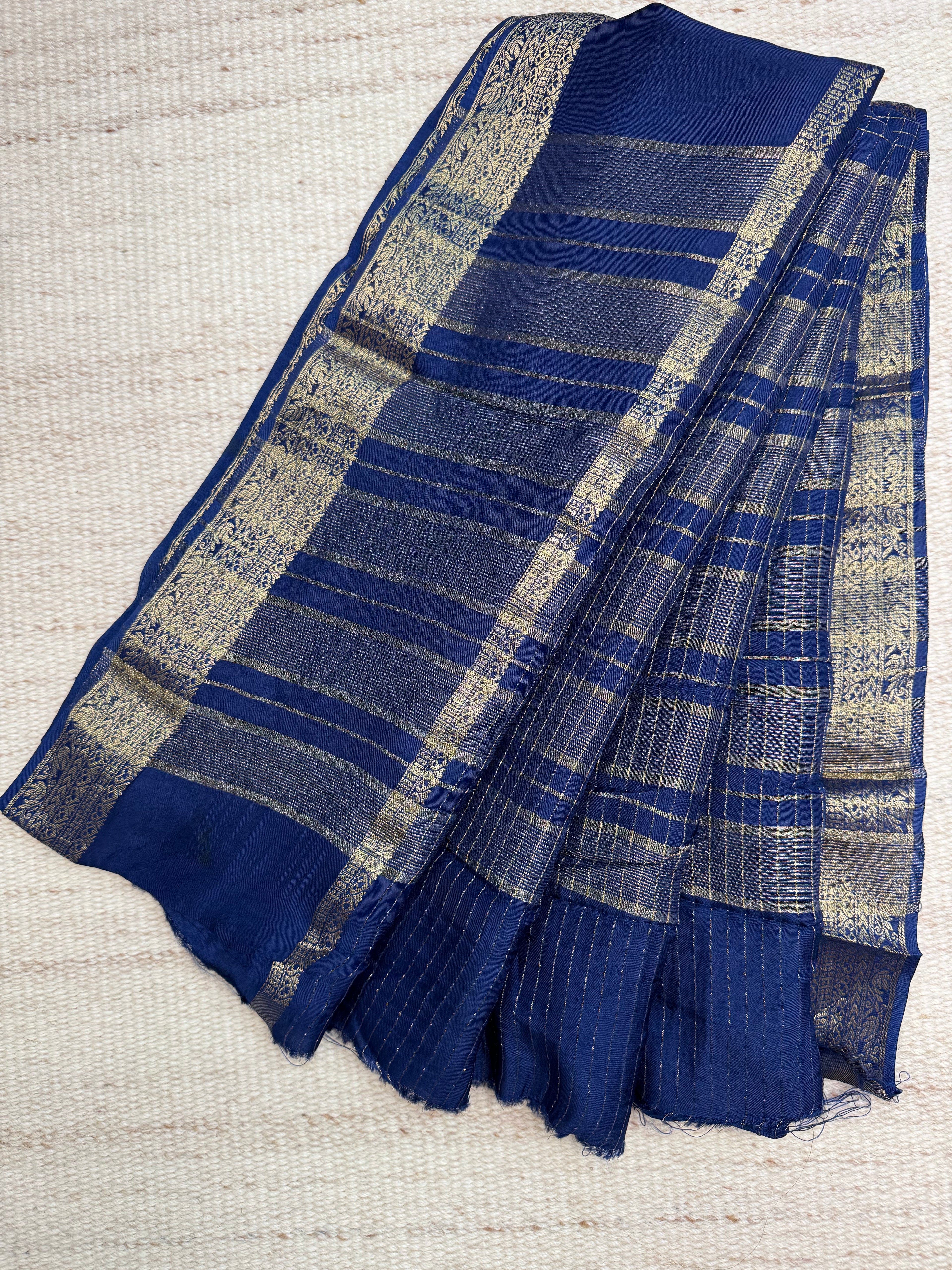 Crape Viscose Blue Saree