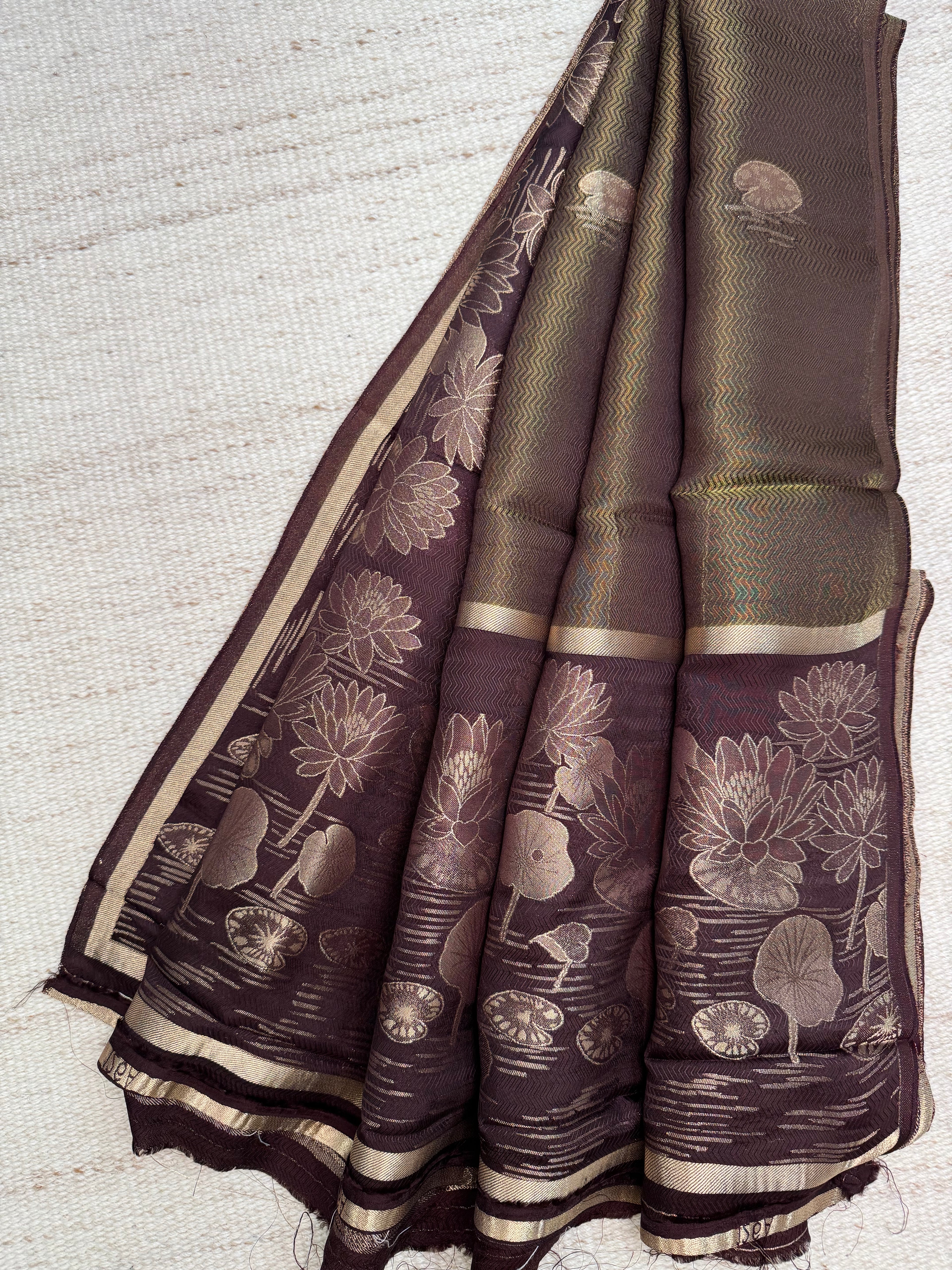 Brown Tissue Viscose Saree