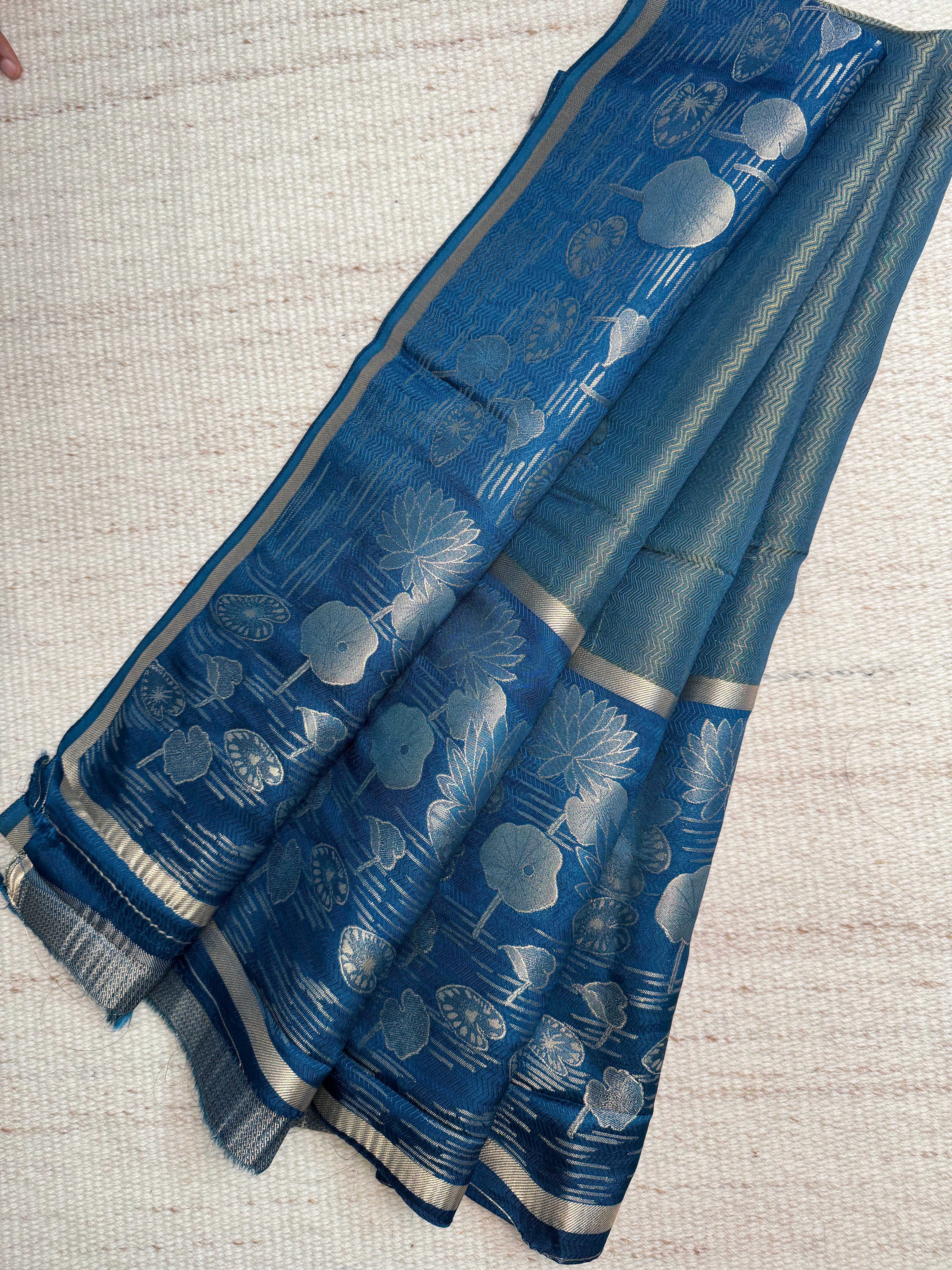 Blue Tissue Viscose Saree