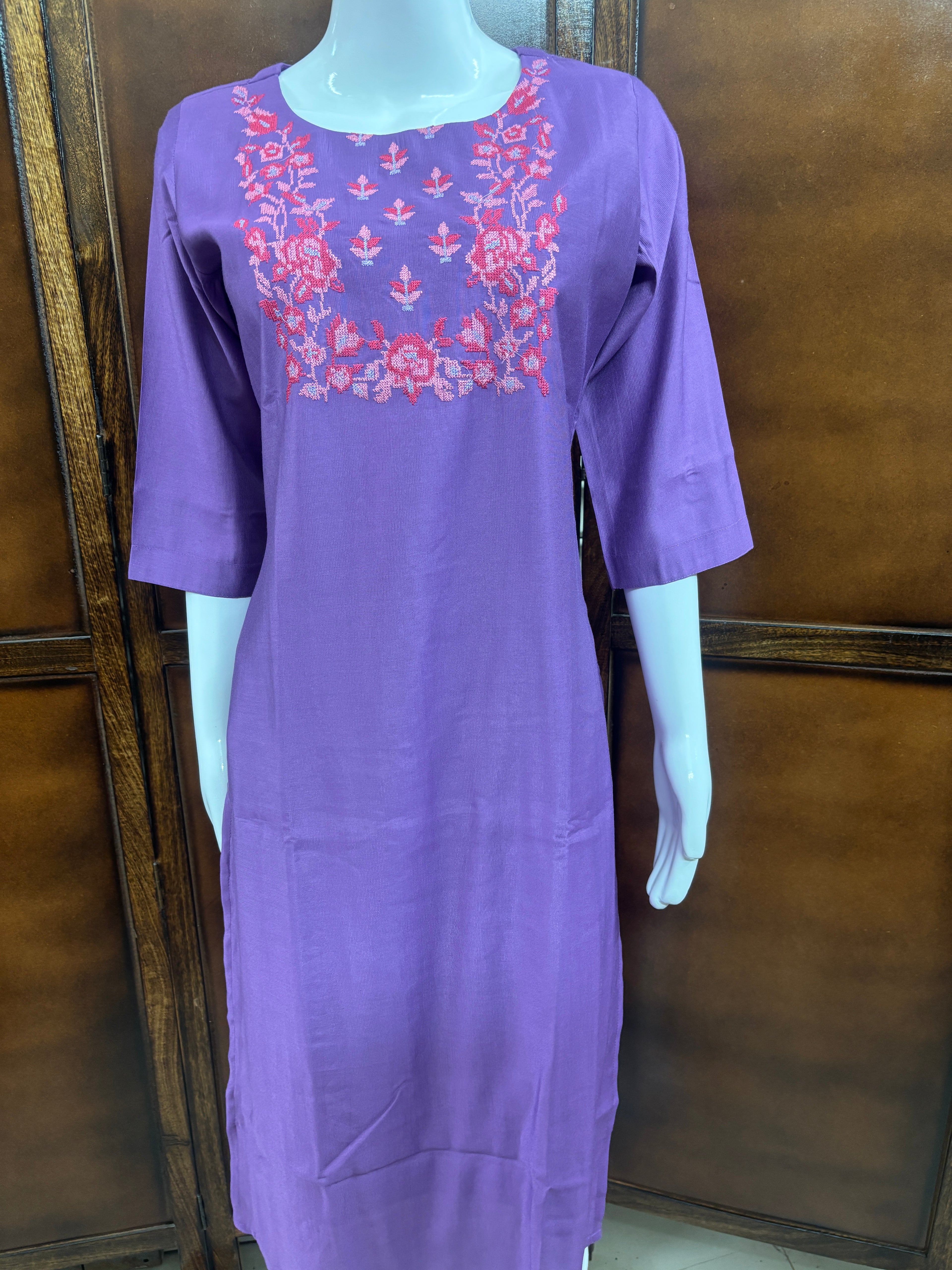 purple Cross Stitch Kurti