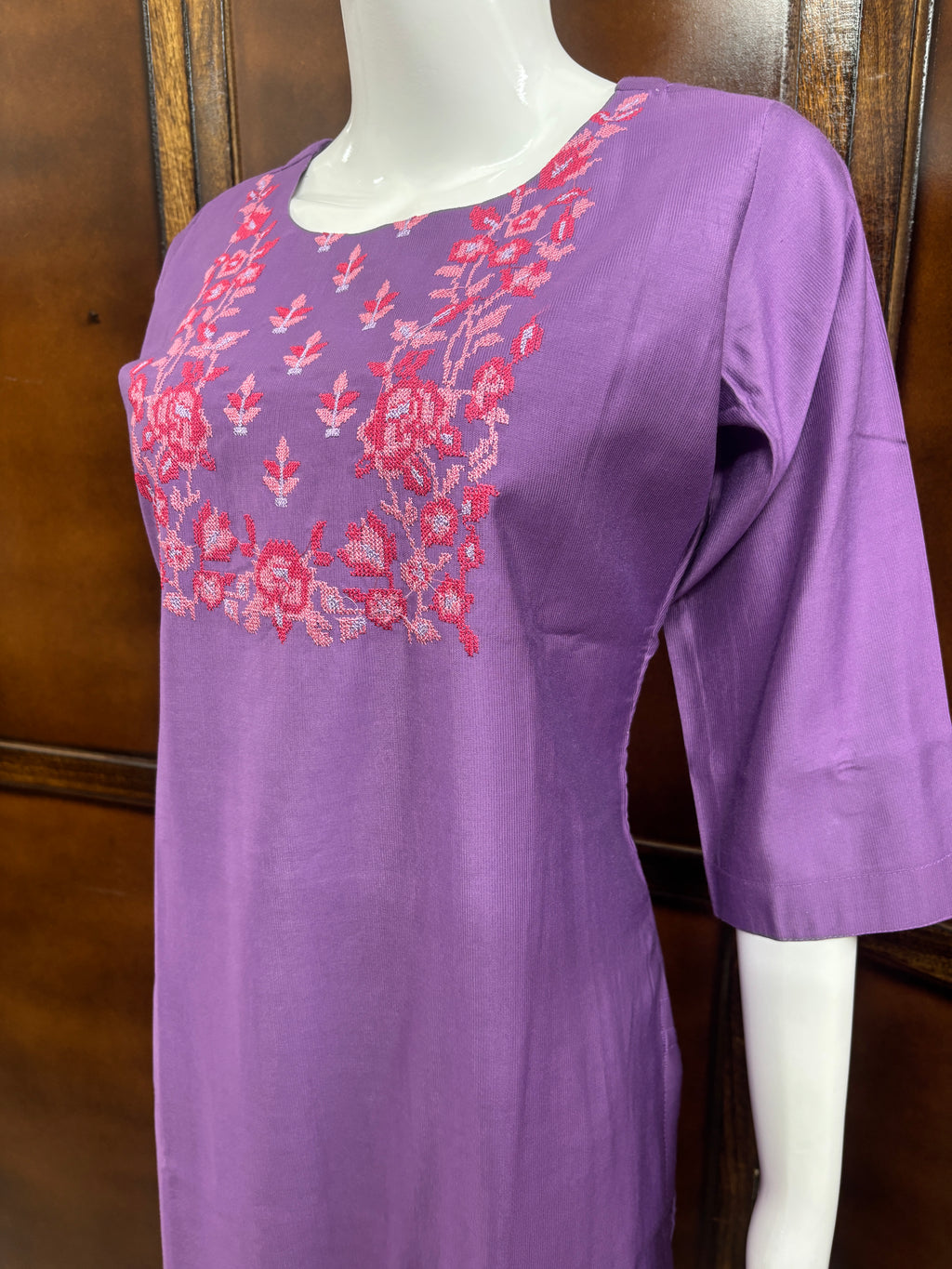 purple Cross Stitch Kurti
