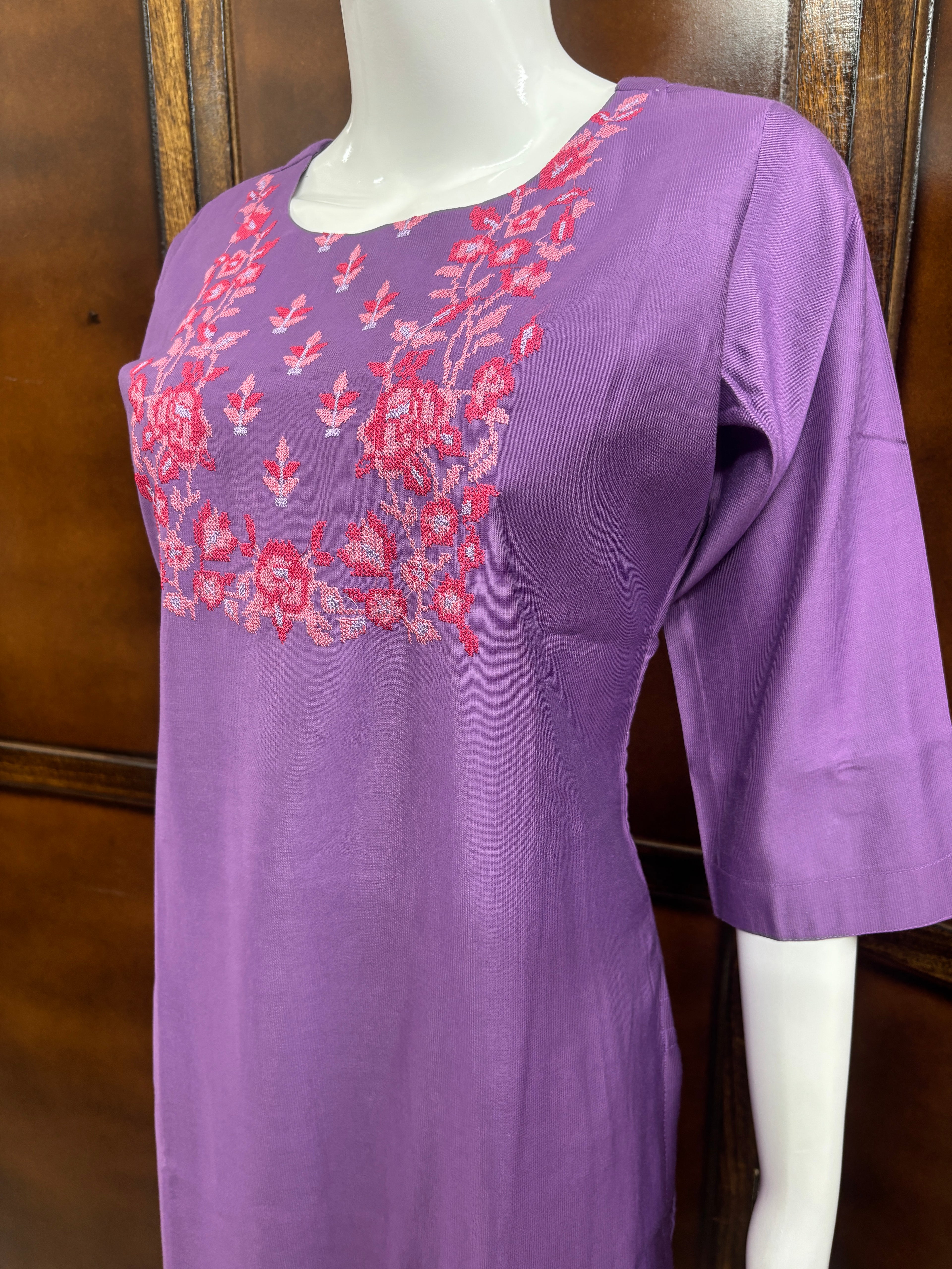 purple Cross Stitch Kurti