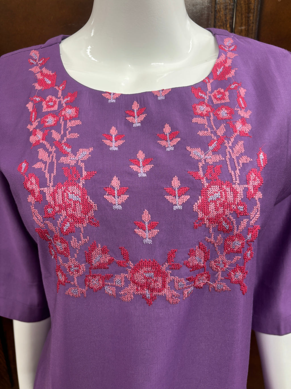 purple Cross Stitch Kurti
