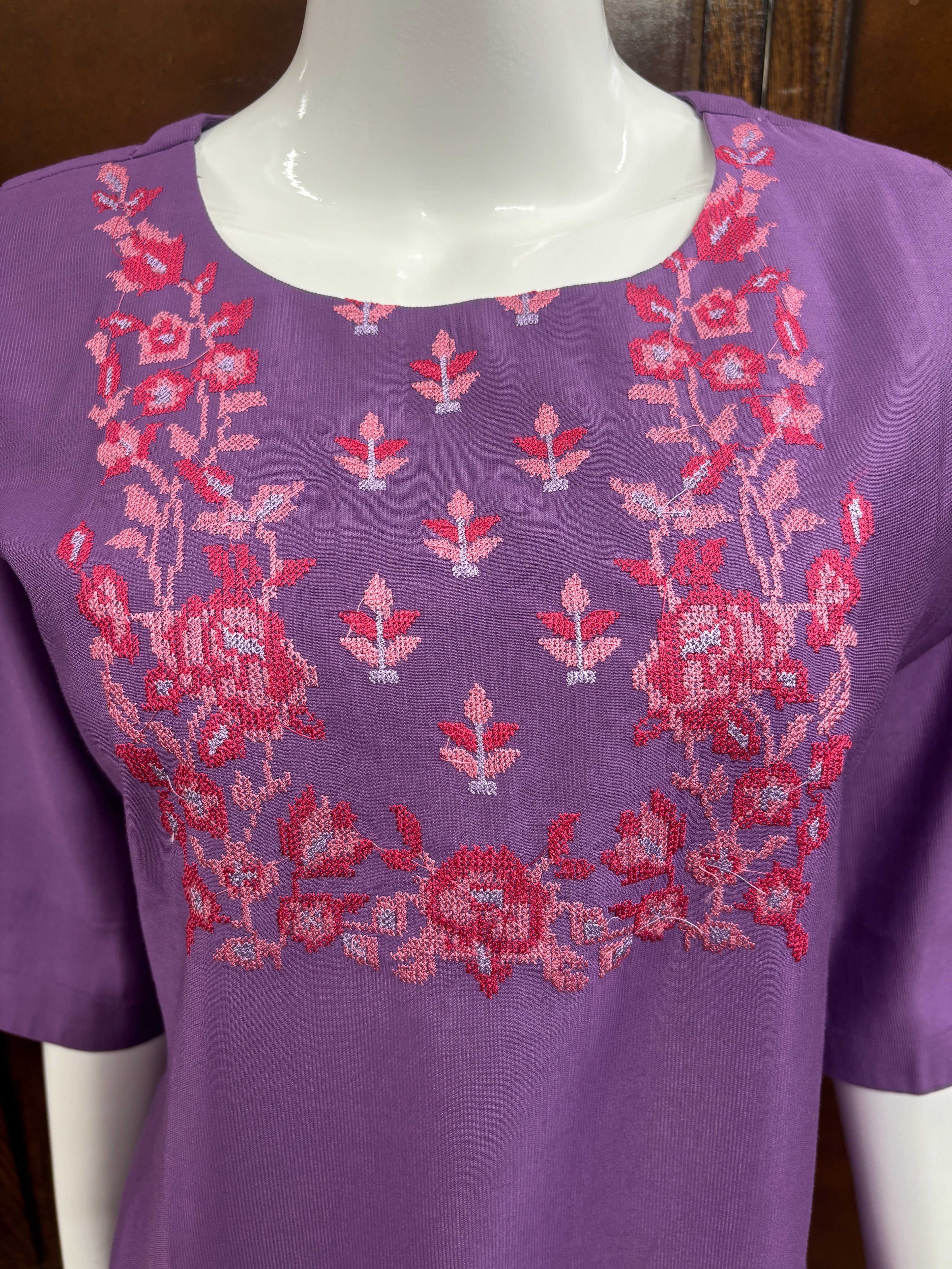 purple Cross Stitch Kurti