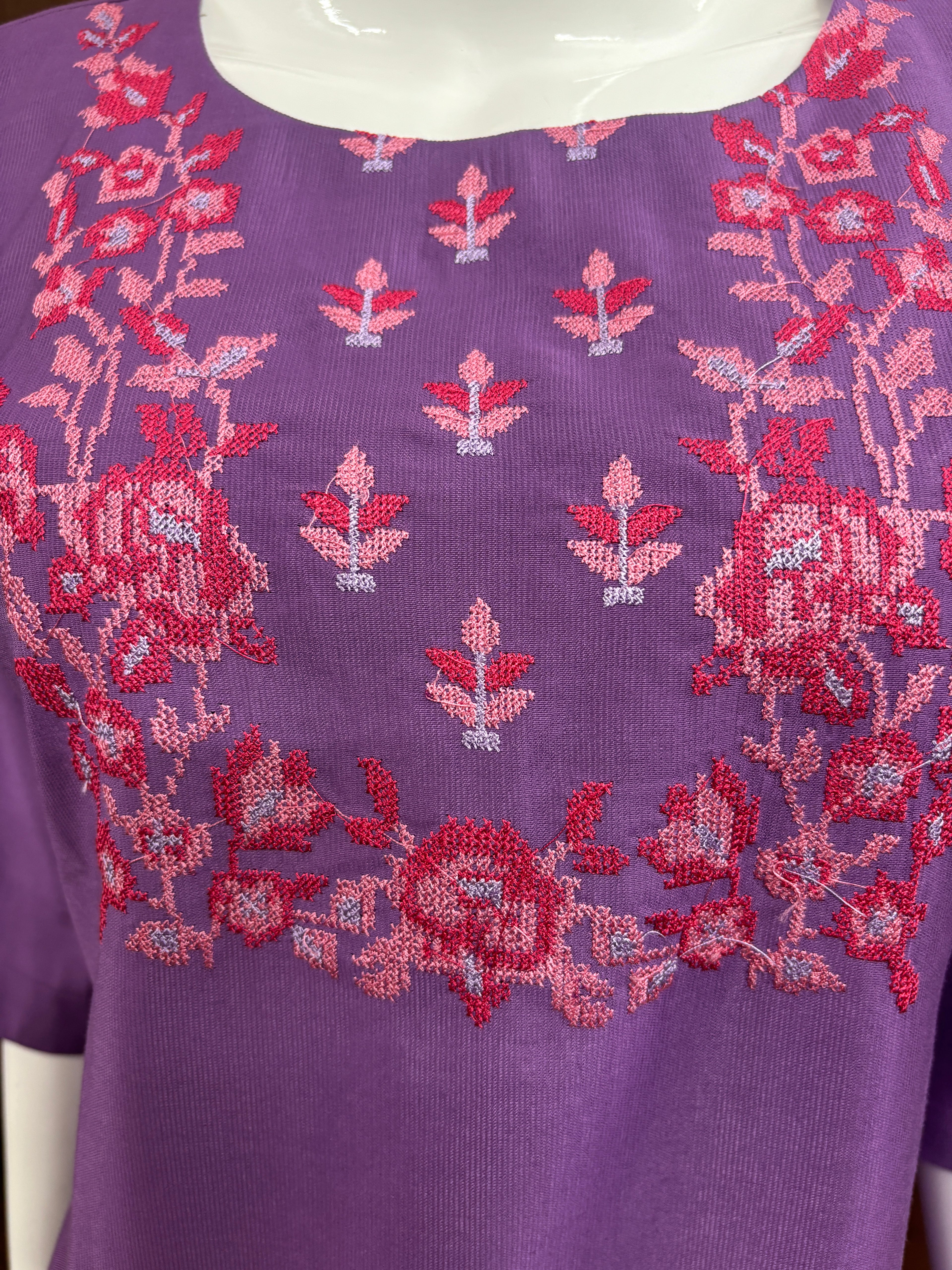 purple Cross Stitch Kurti