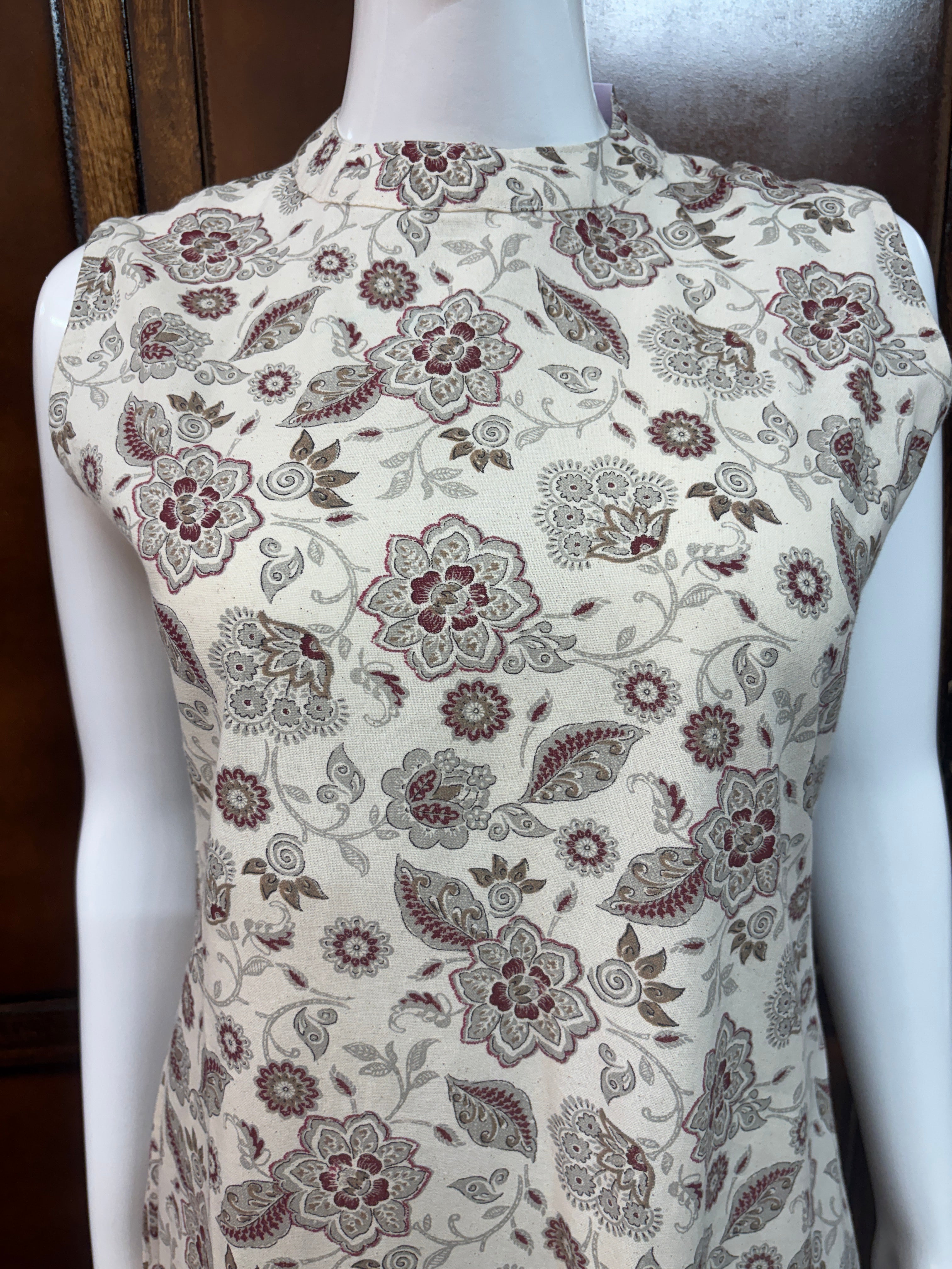 Cream & Maroon Floral cord set (sleeves included)