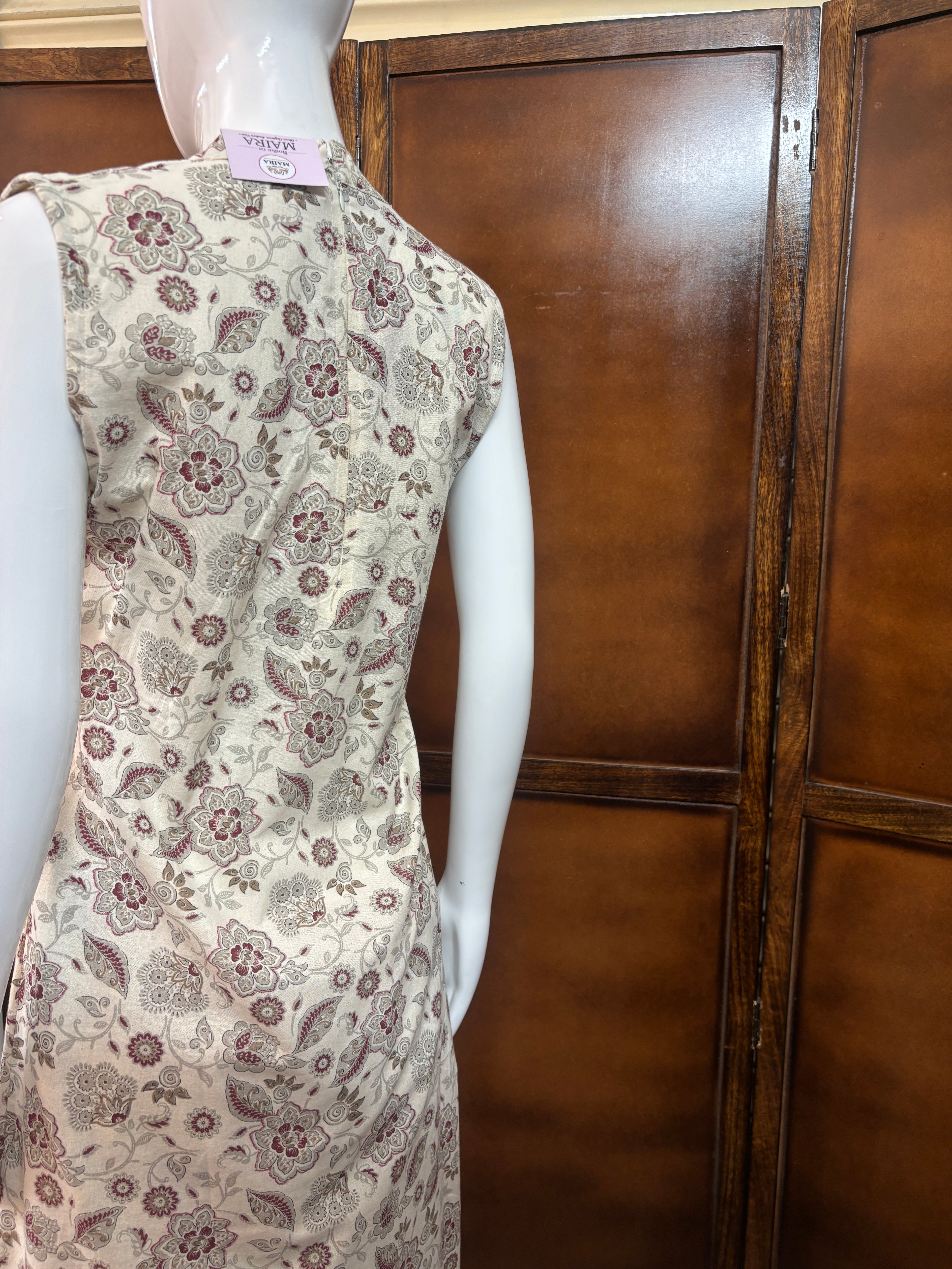 Cream & Maroon Floral cord set (sleeves included)