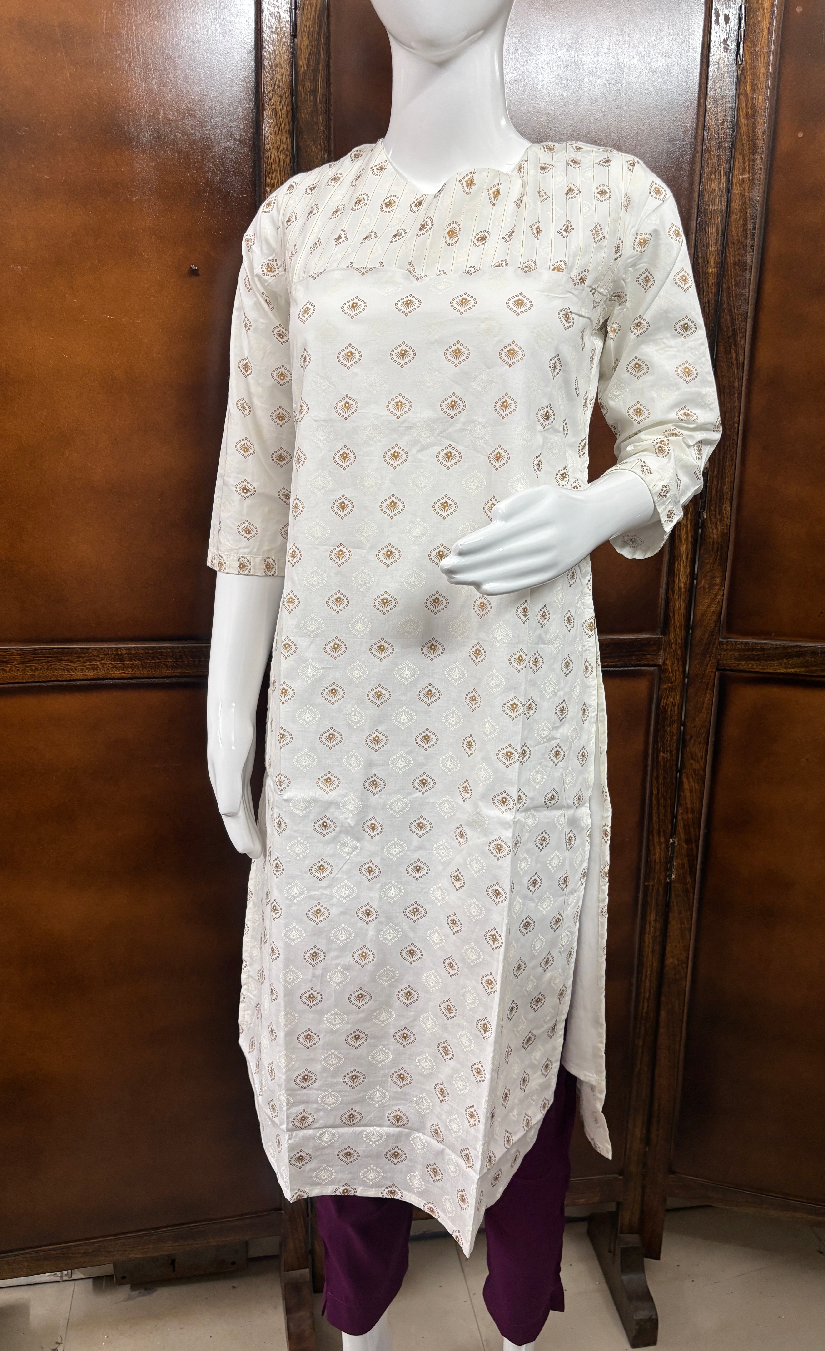 White Foil Print Casual Kurti