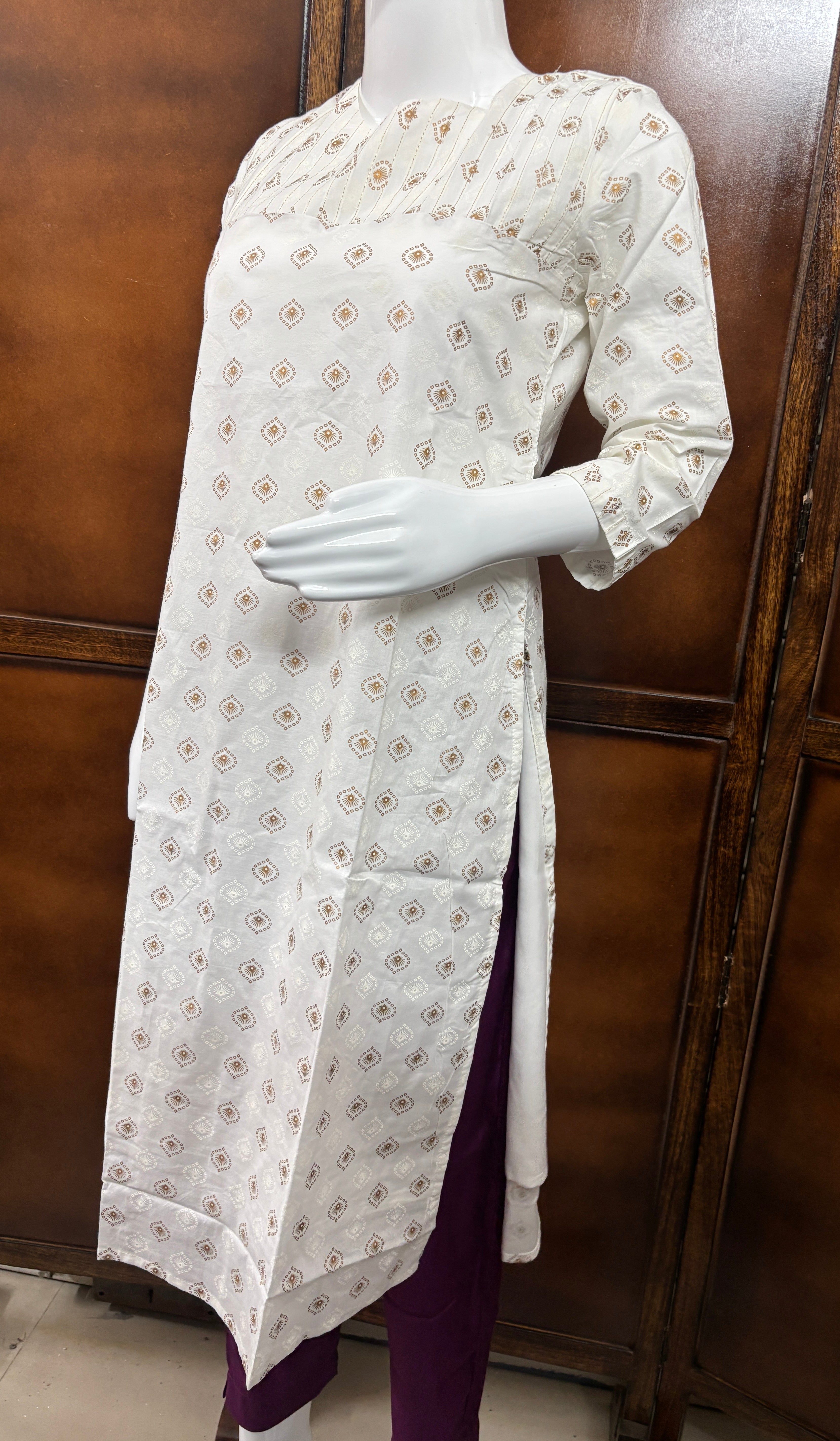 White Foil Print Casual Kurti
