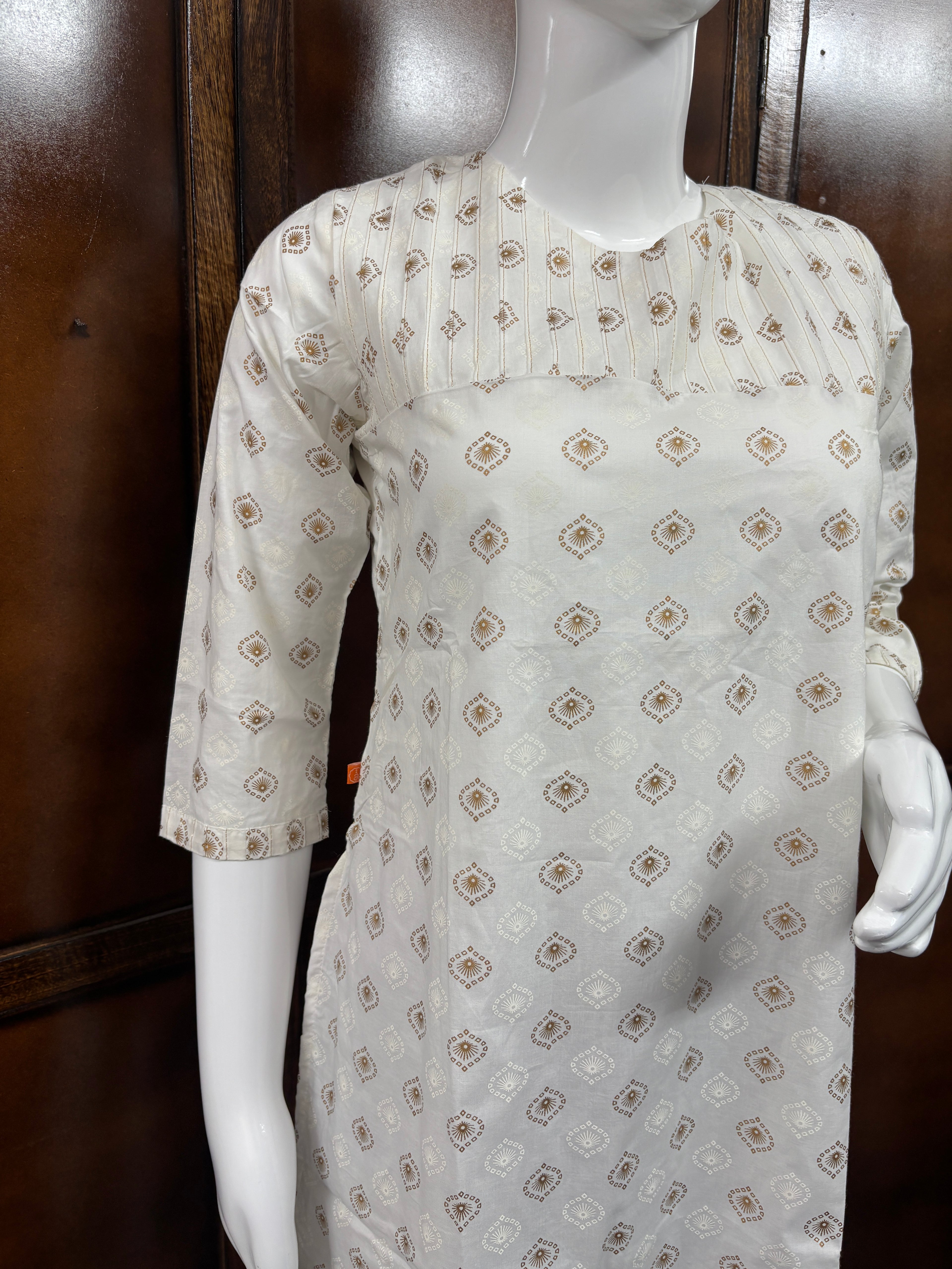 White Foil Print Casual Kurti