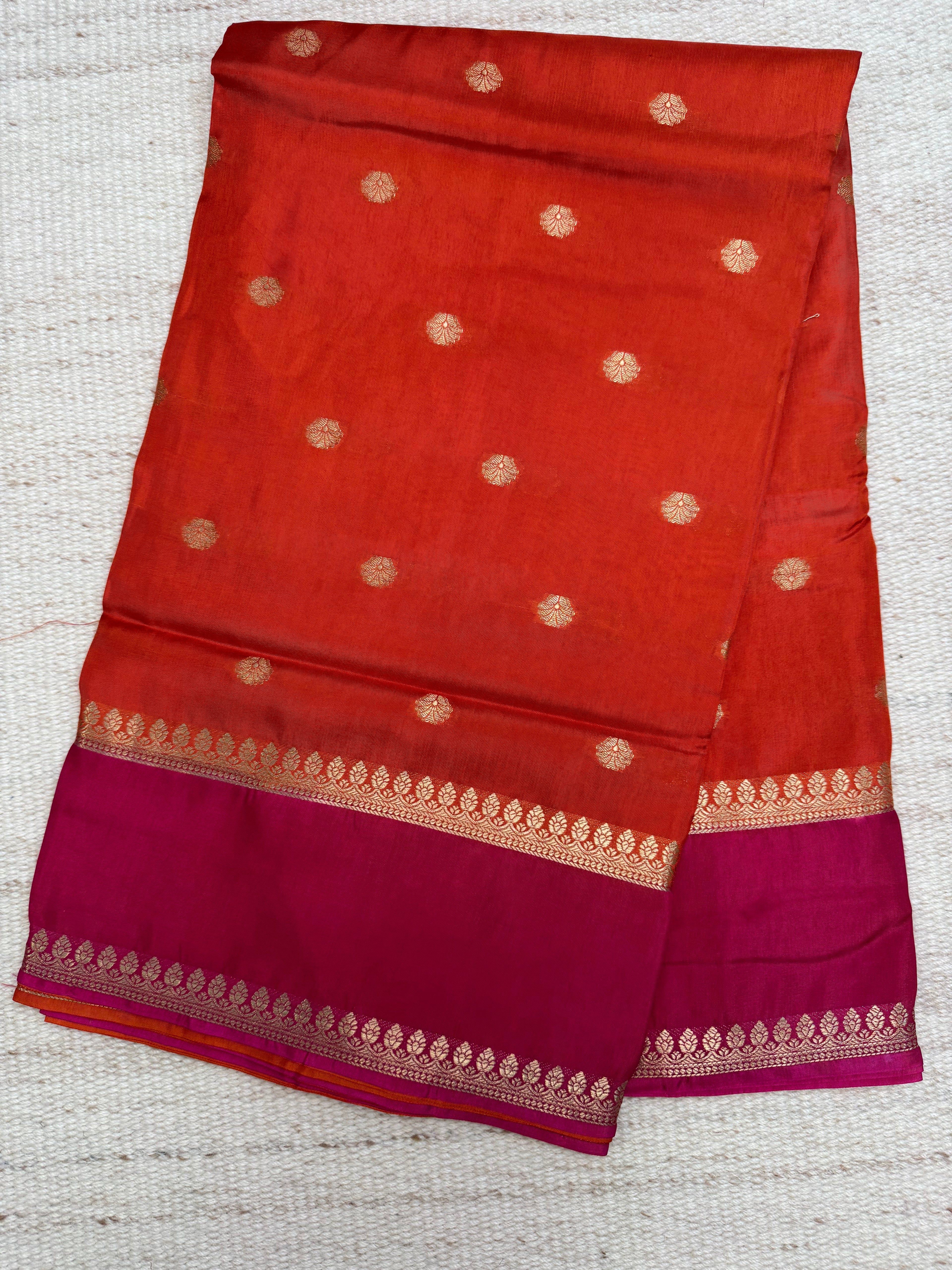 Orange Russian Viscose Saree