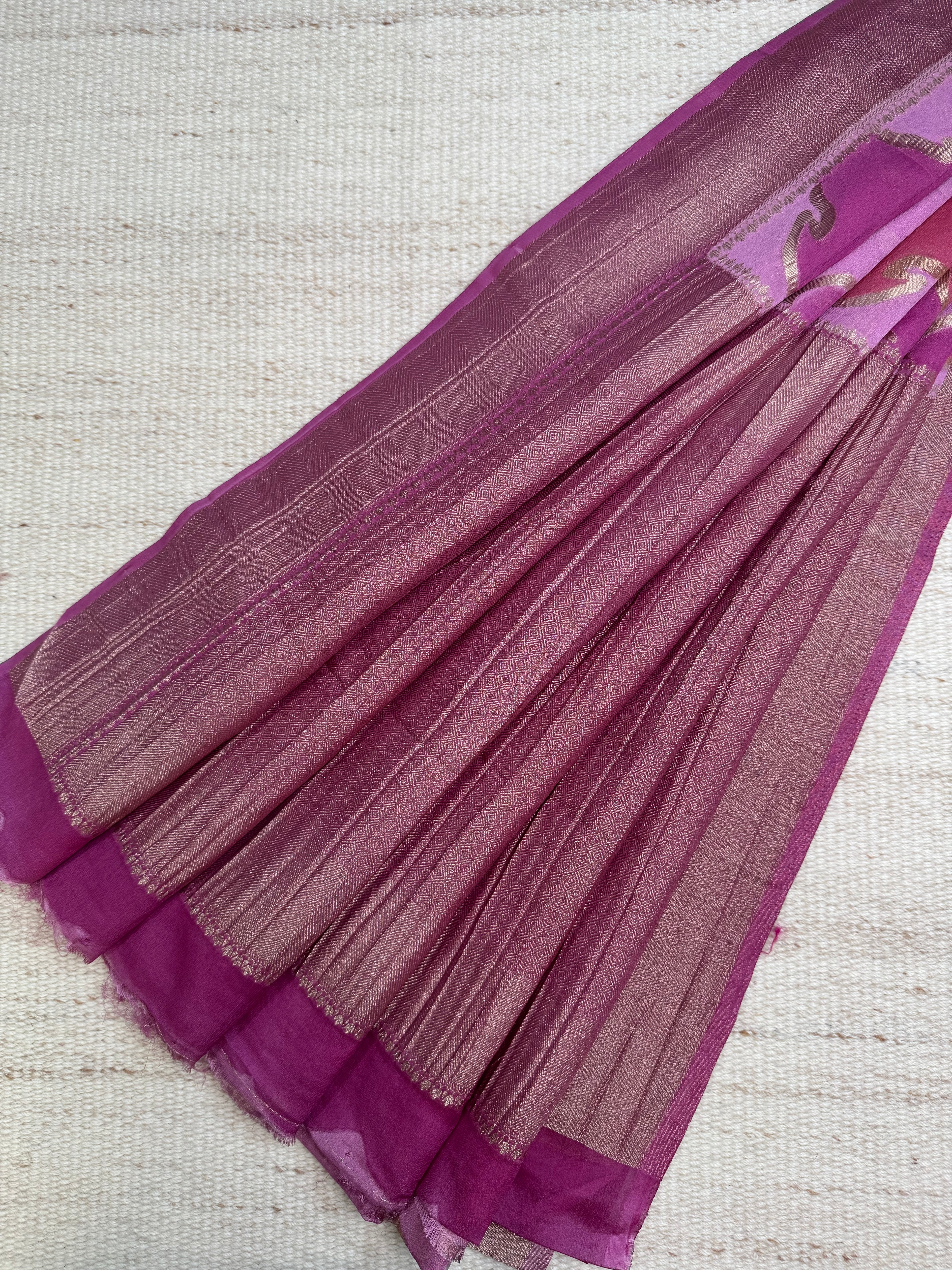 Pink Wrinkle Chiffon Leheriya Saree