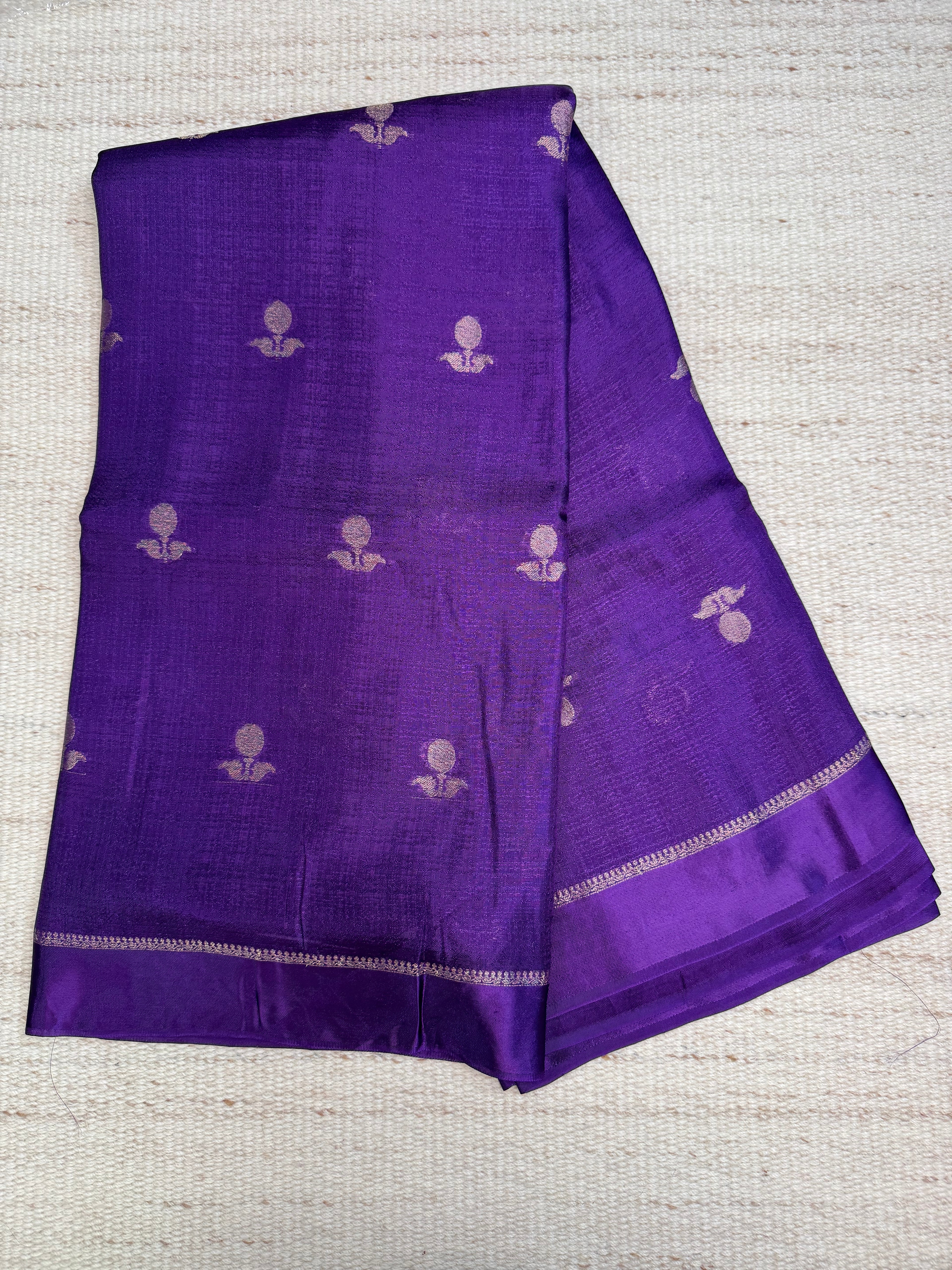 Purple Viscose Linen Saree