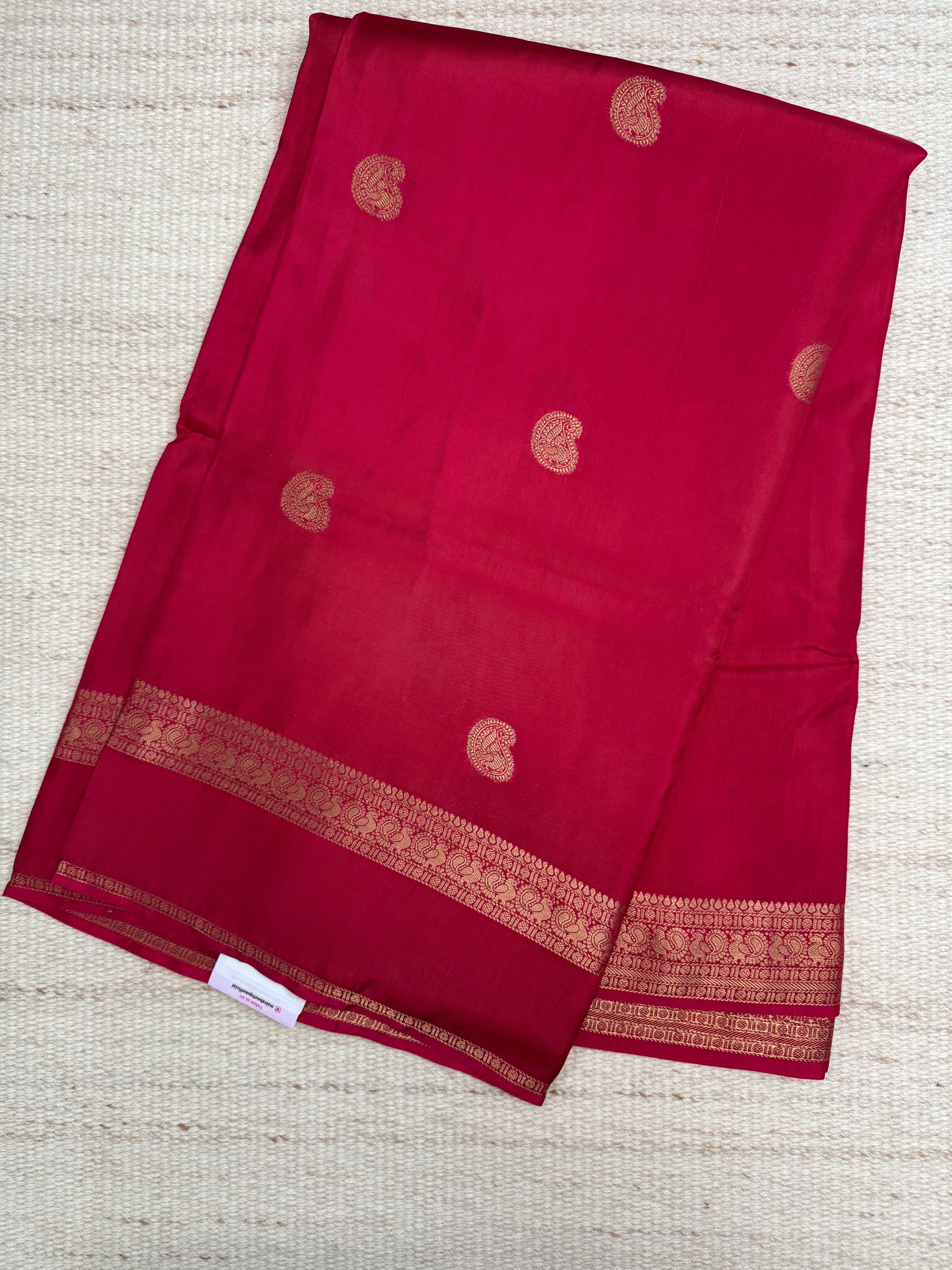 Ruby Red Vintage Semi Kanchi Saree