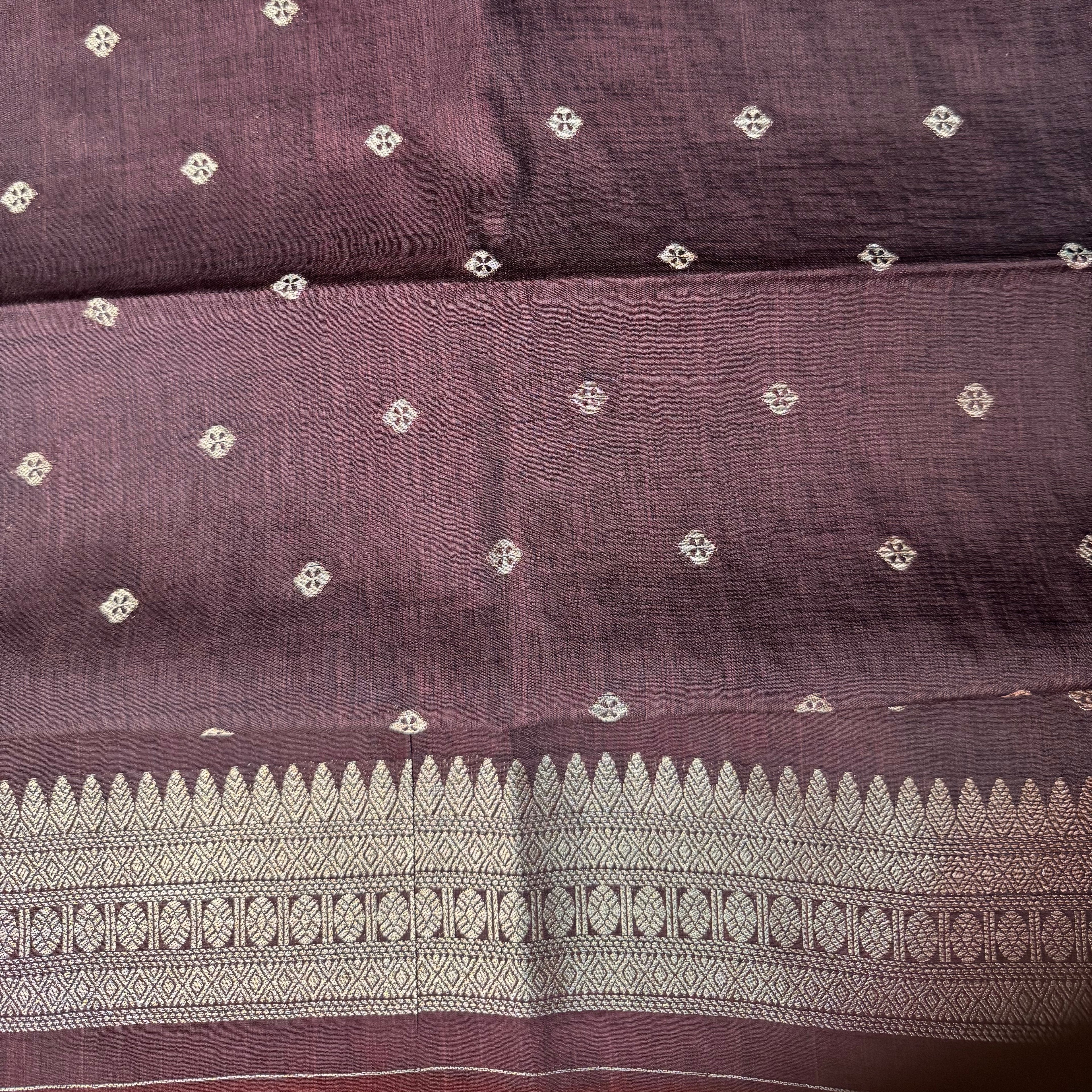 Rust Orange Linen Dola Saree