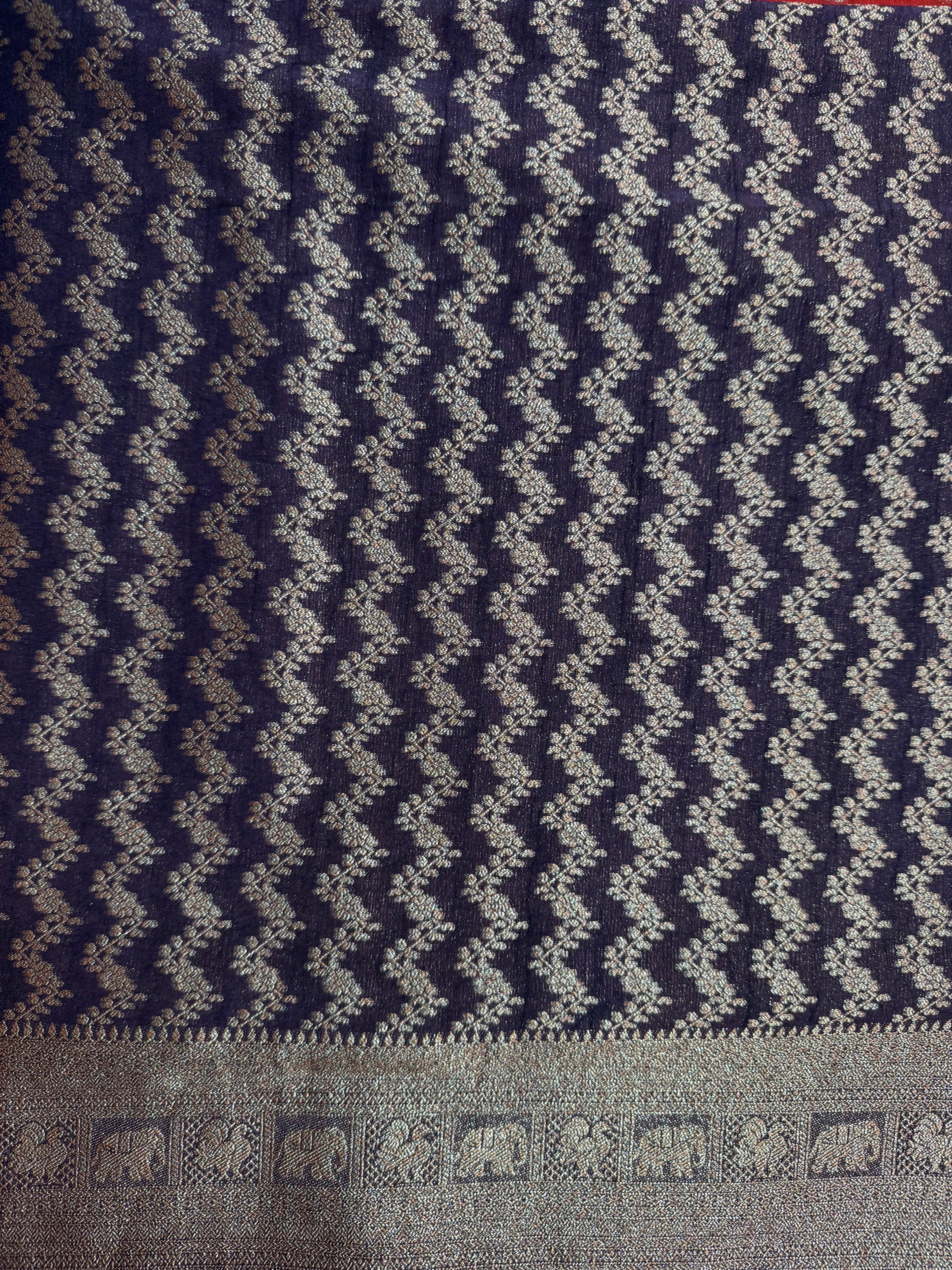 Rust & Snuff Brocade Georgette Saree