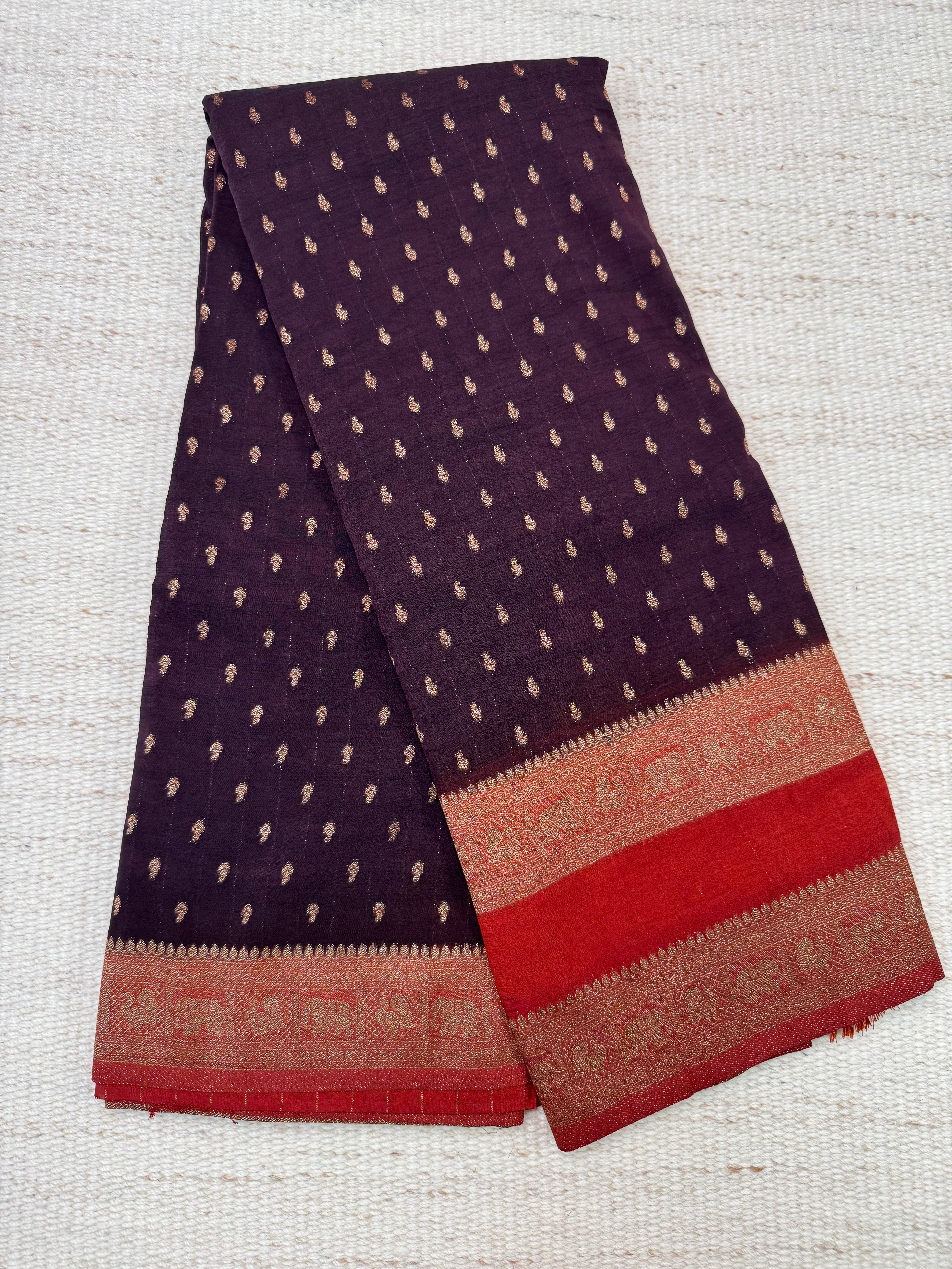 Snuff & Rust Brocade Georgette Saree