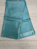 Teal Viscose Linen Saree