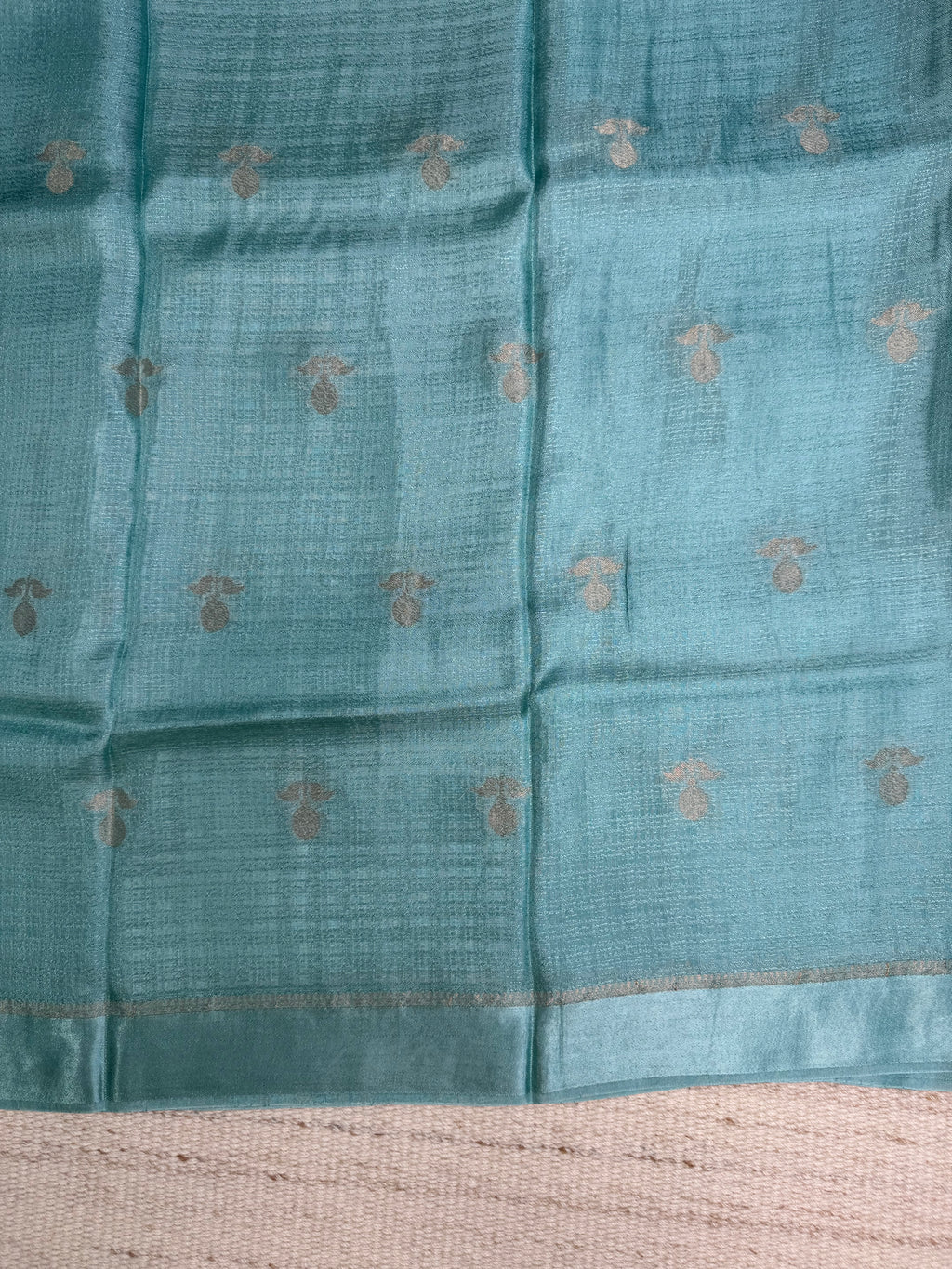 Teal Viscose Linen Saree